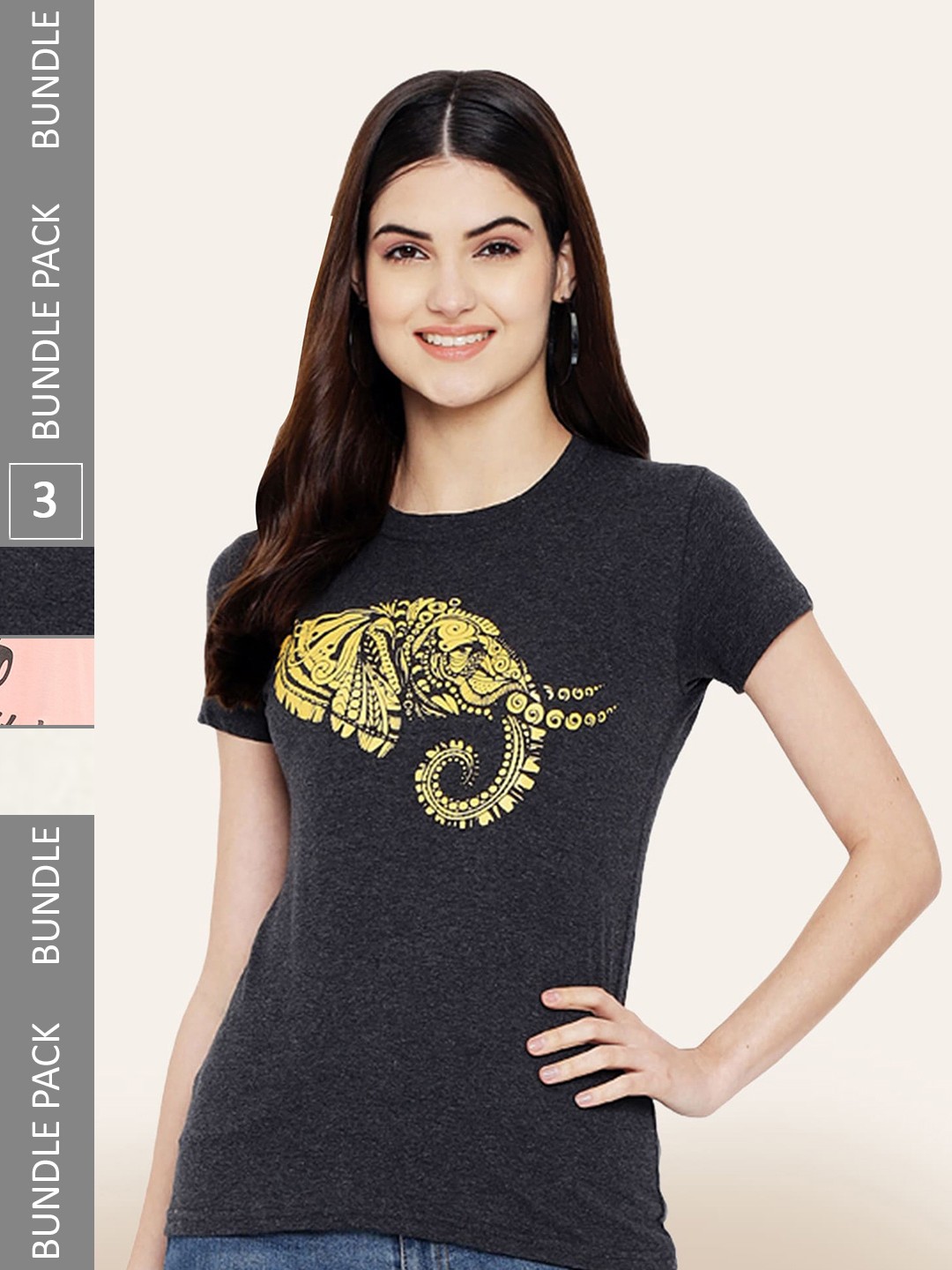 

BAESD Pack Of 3 Printed Cotton T-shirts, Black