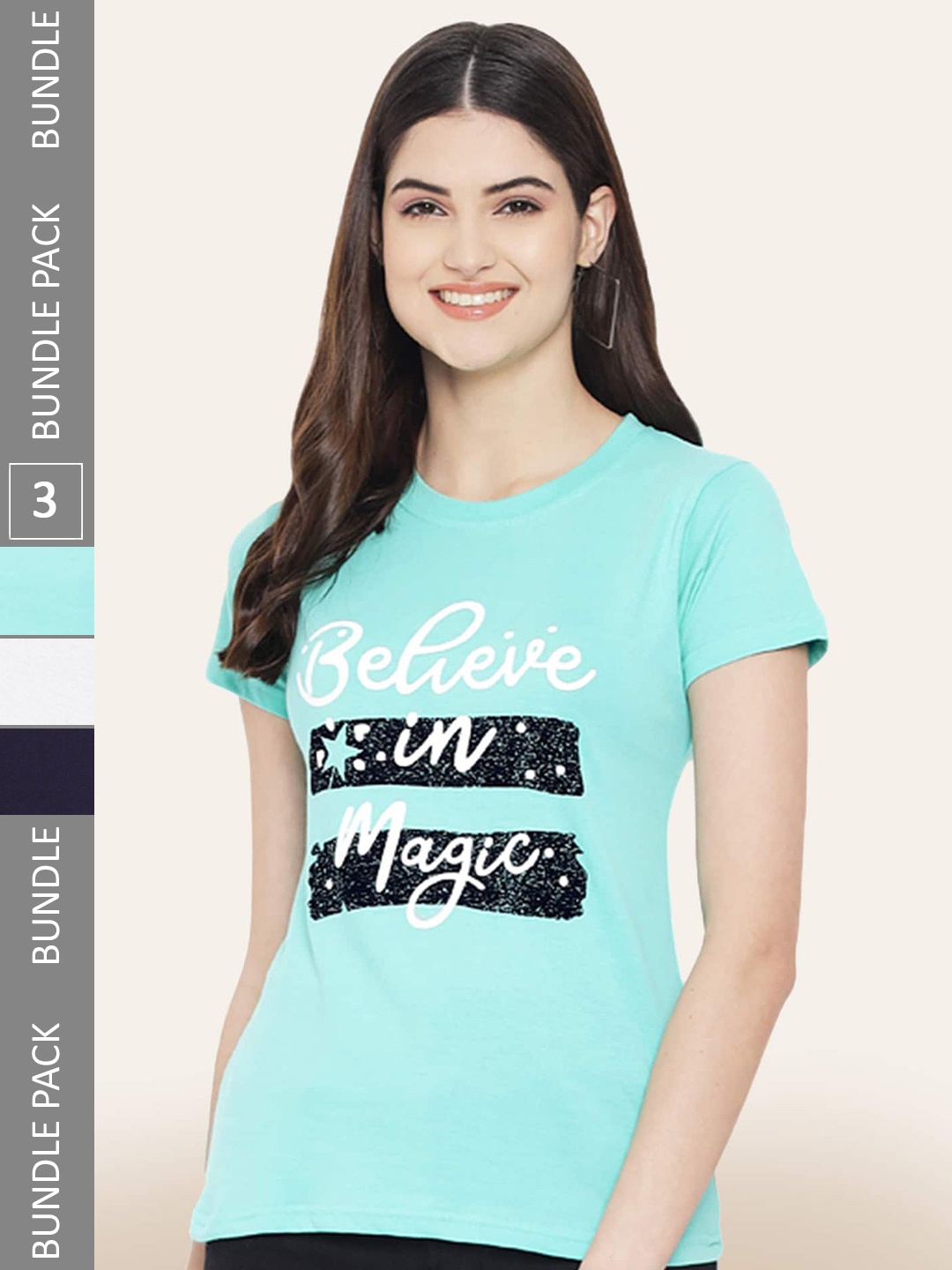 

BAESD Pack Of 3 Typography Printed Cotton T-shirts, Blue