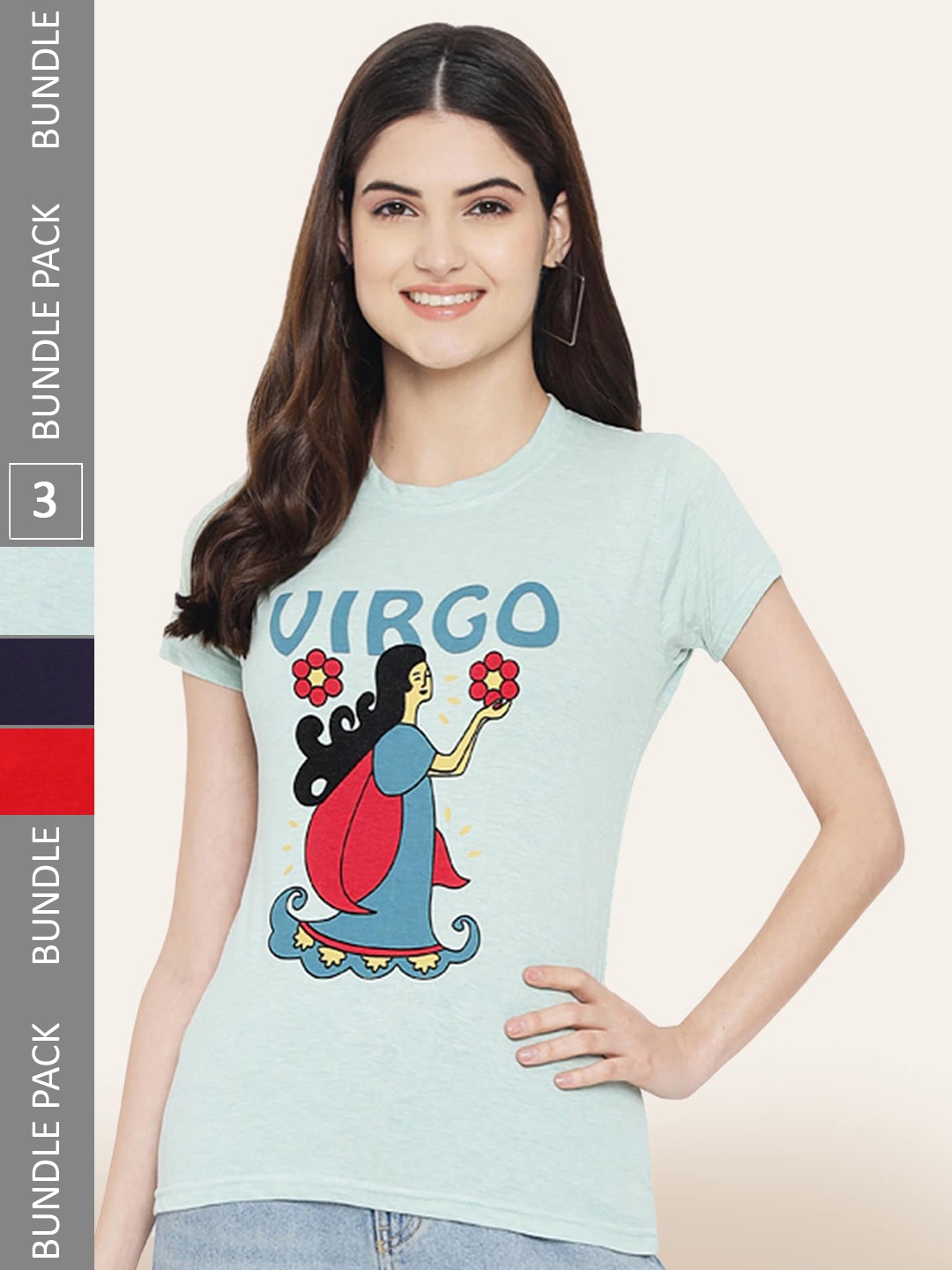 

BAESD Pack Of 3 Typography Printed Cotton T-Shirt, Blue