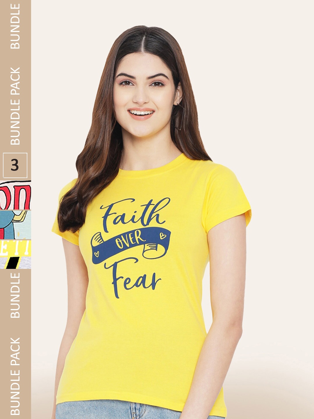 

BAESD Pack Of 3 Printed Cotton T-shirt, Yellow