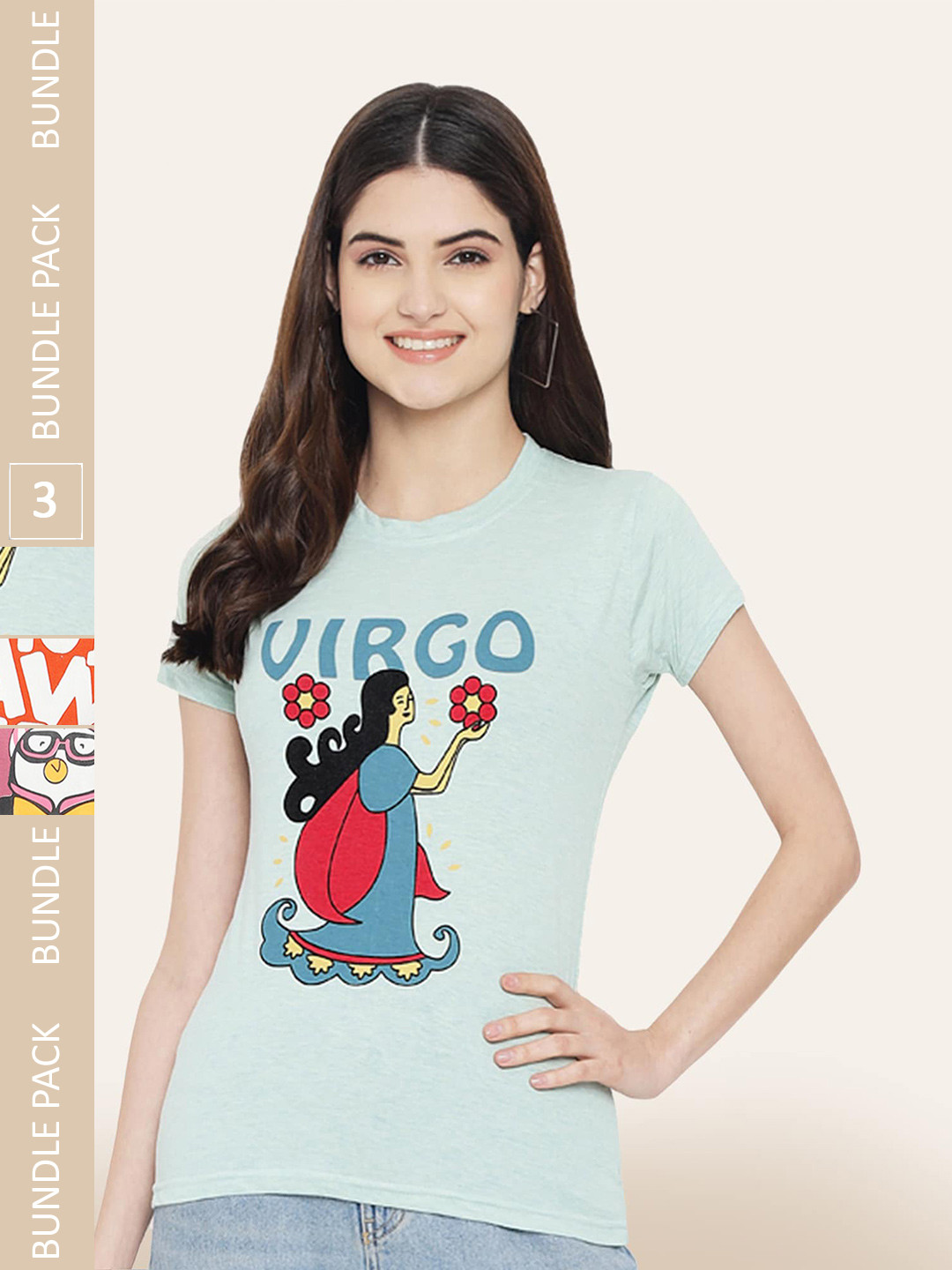 

BAESD Pack Of 3 Printed Cotton T-shirt, Blue