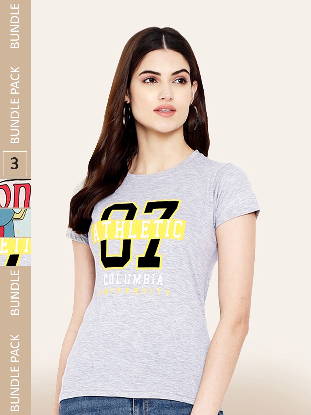 

BAESD Pack of 3 Printed Cotton T-shirts, Grey