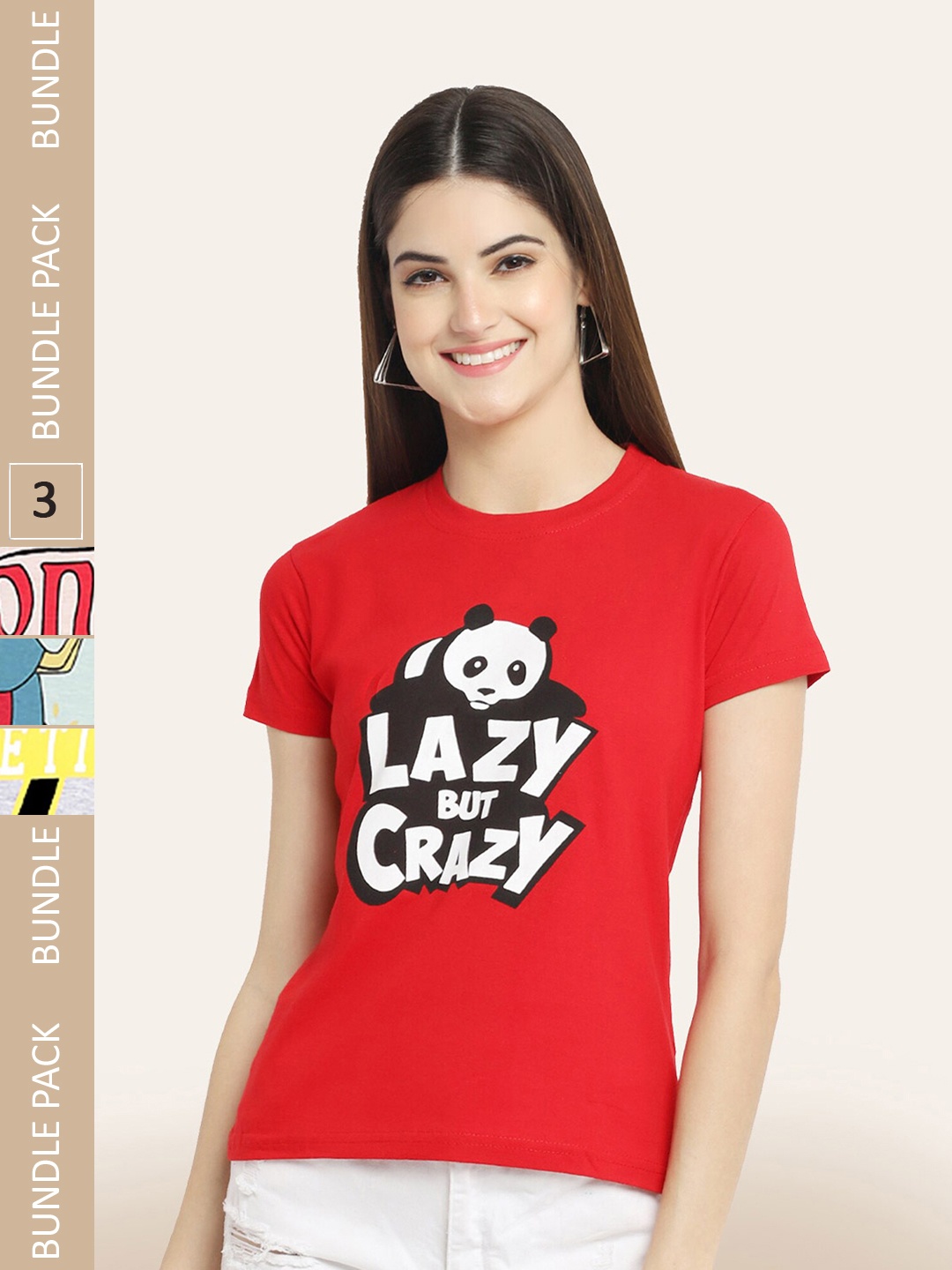 

BAESD Pack Of 3 Printed Cotton T-shirt, Red
