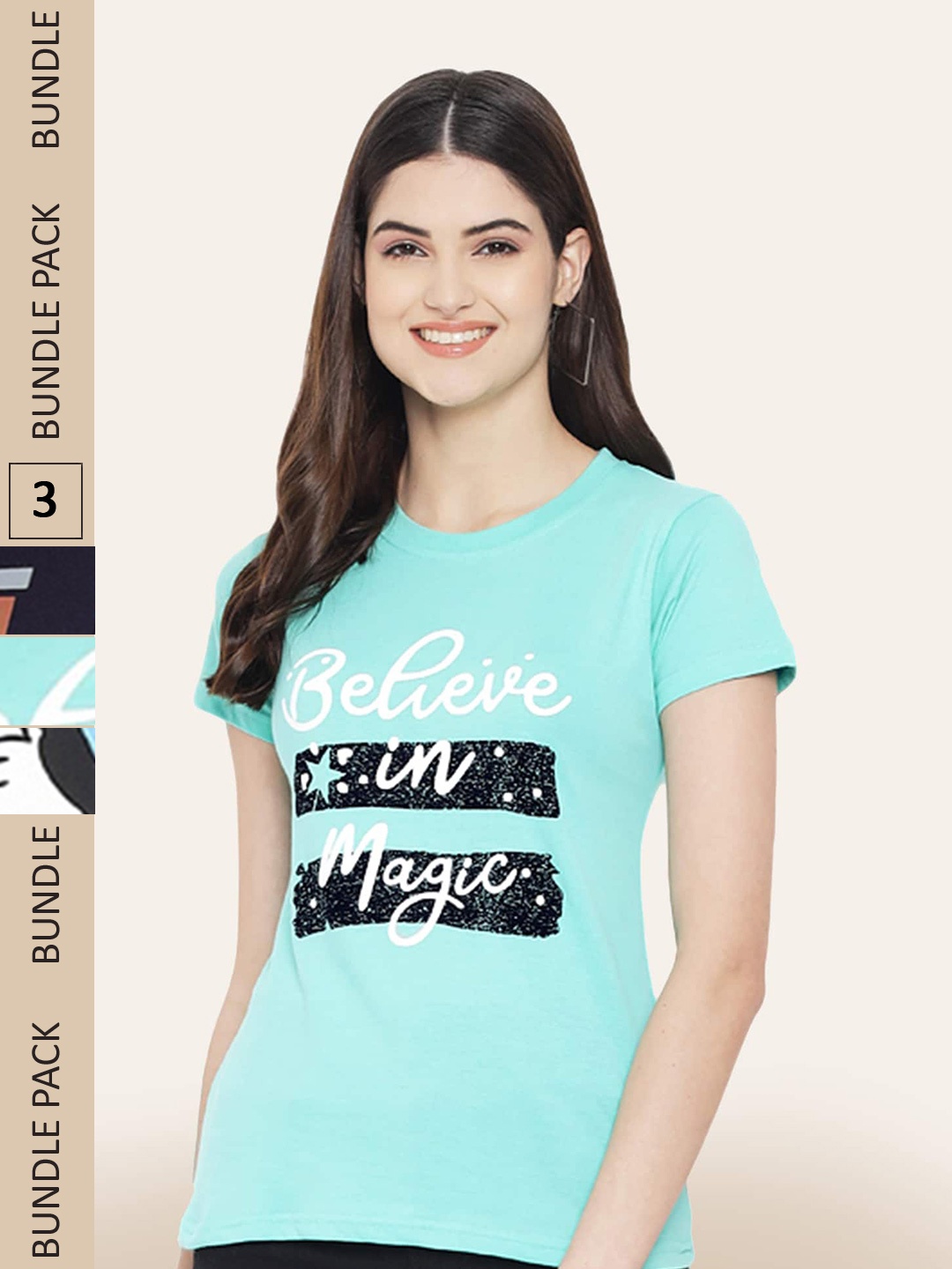 

BAESD Pack of 3 Typography Printed T-Shirts, Blue
