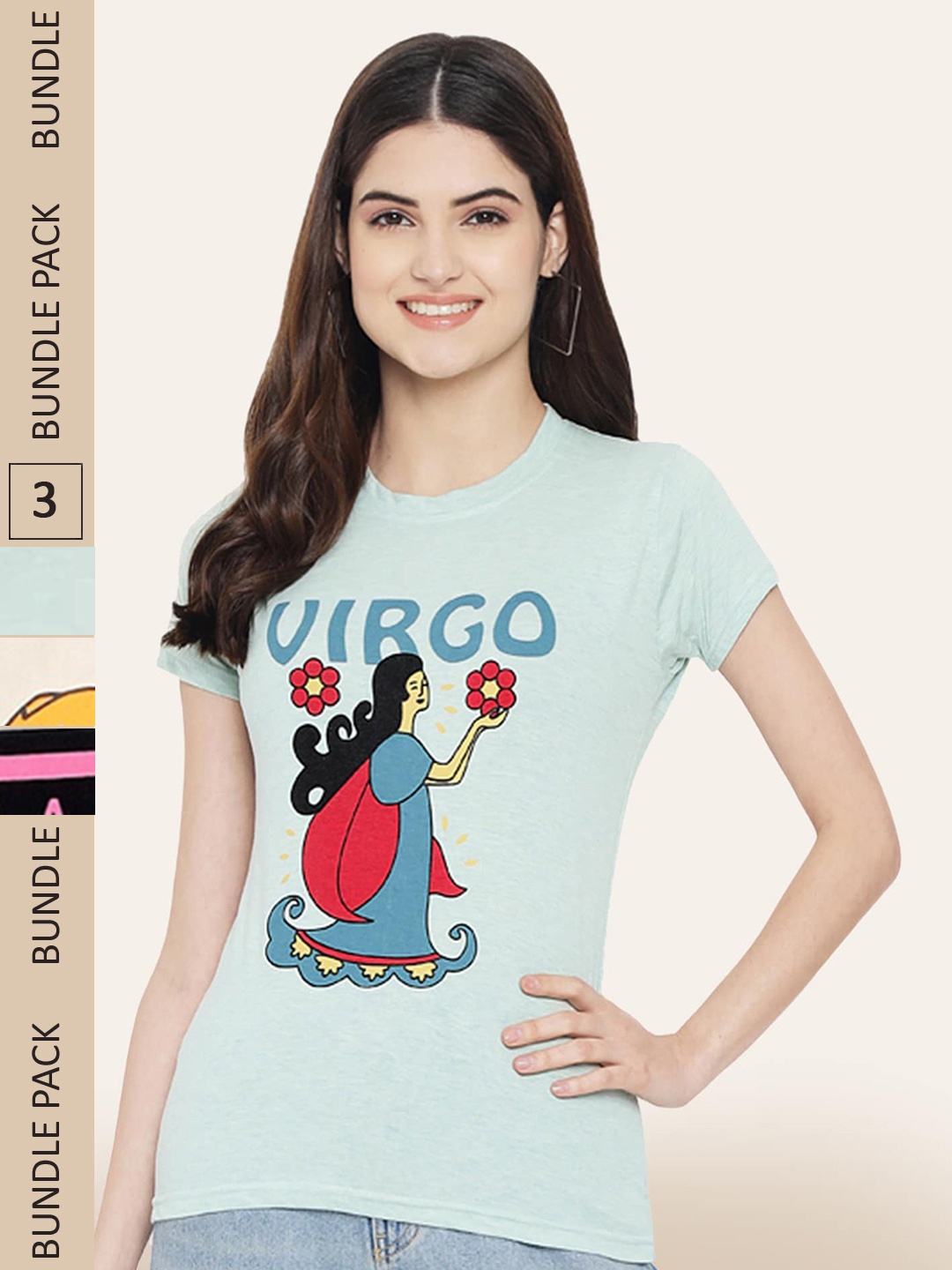

BAESD Pack Of 3 Printed Cotton T-shirt, Blue
