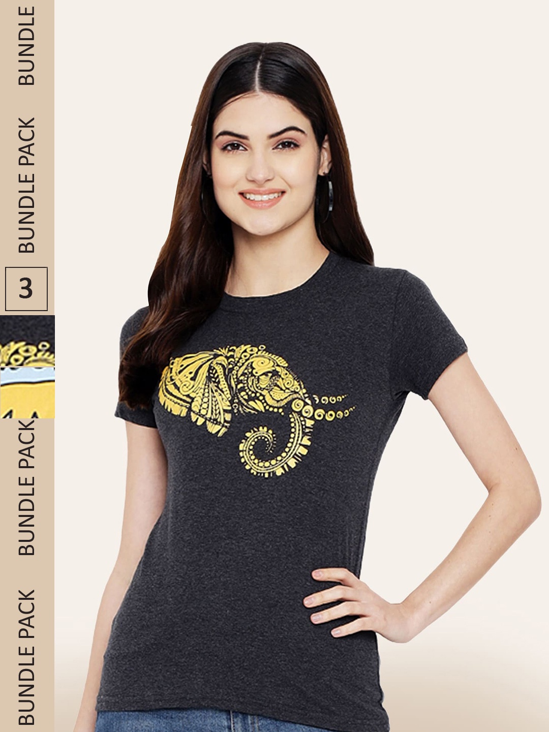 

BAESD Pack Of 3 Graphic Printed Cotton T-shirt, Blue