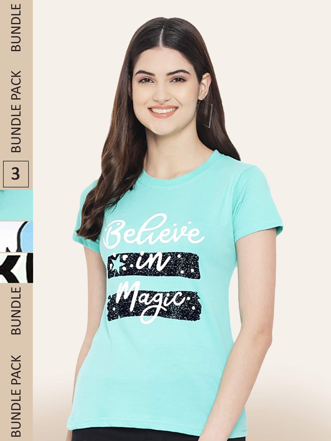 

BAESD Pack Of 3 Printed Cotton T-shirt, Blue