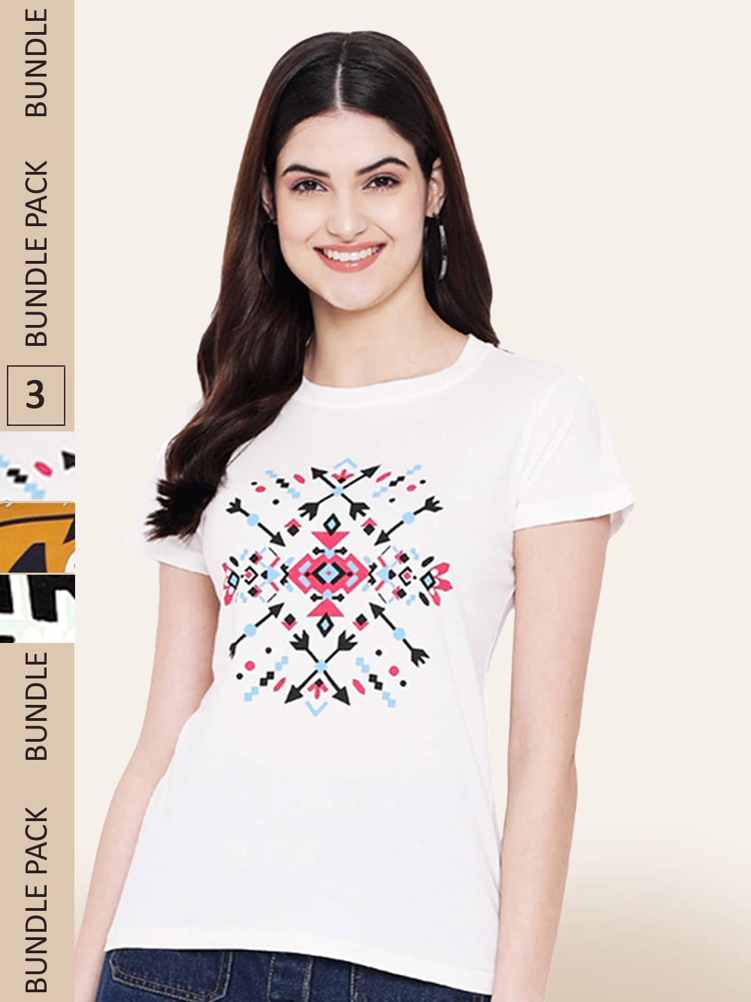 

BAESD Pack Of 3 Printed Cotton T-shirts, White