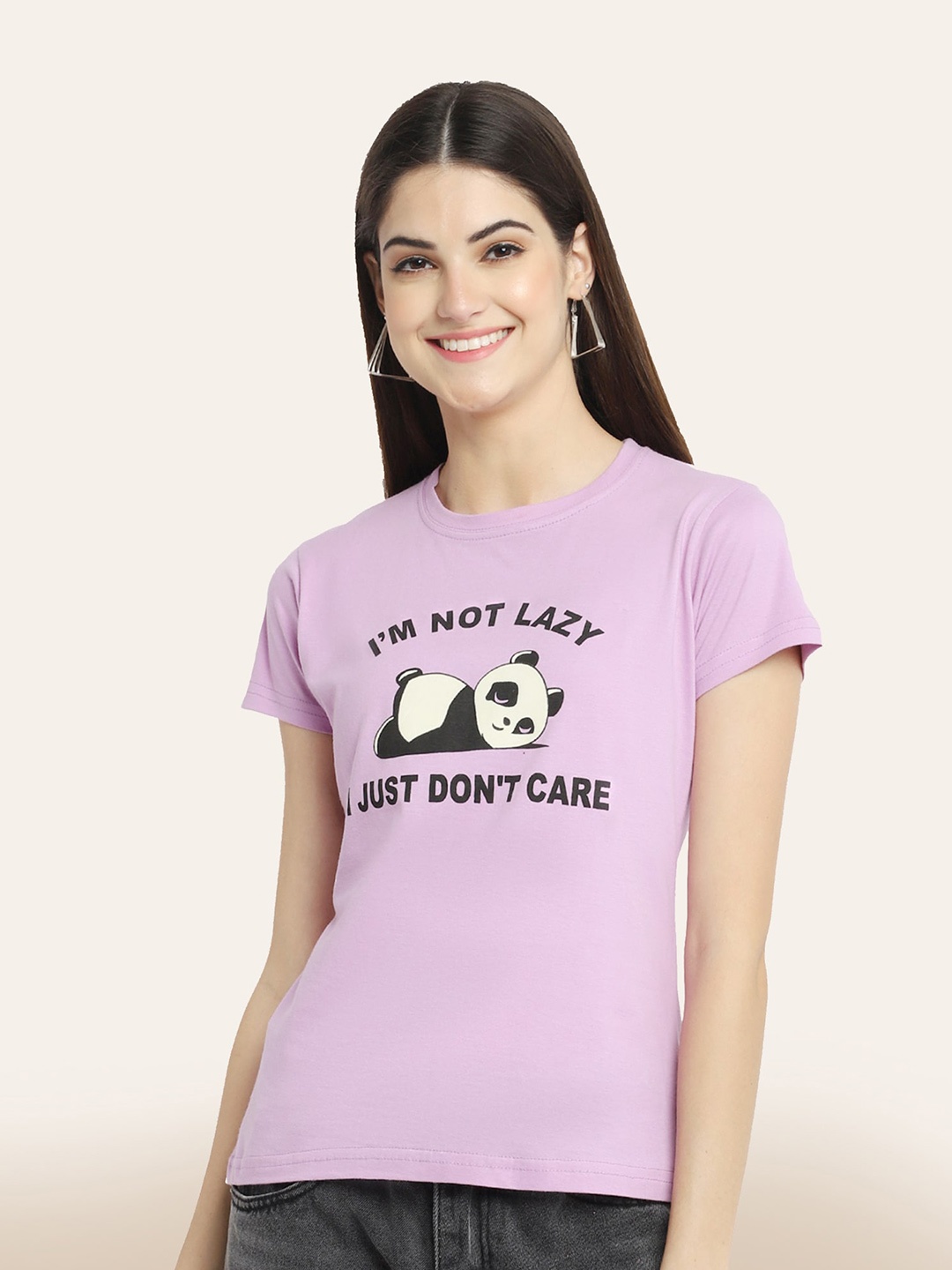 

BAESD Pack Of 3 Printed Round Neck Cotton T-Shirts, Purple