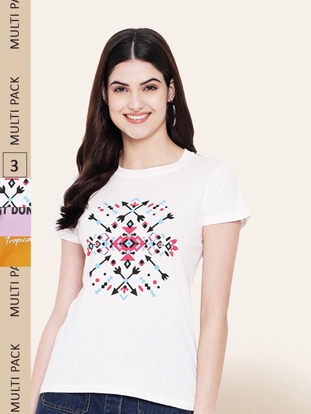 

BAESD Pack of 3 Printed Cotton T-shirts, White