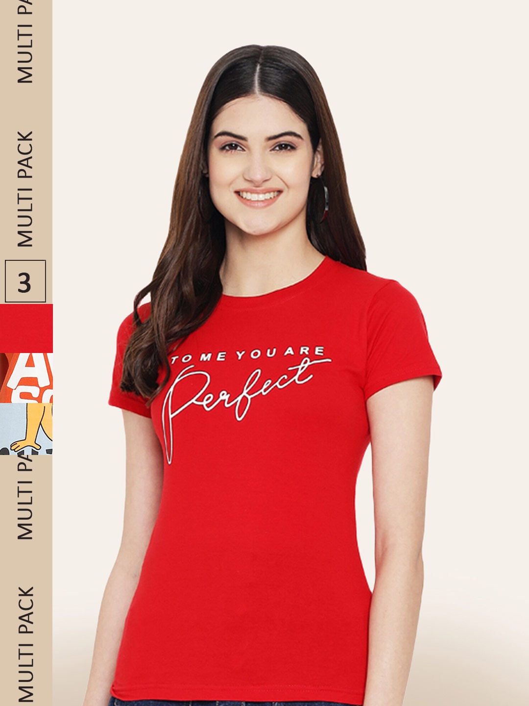 BAESD Pack Of 3 Printed Cotton T-shirts, Red