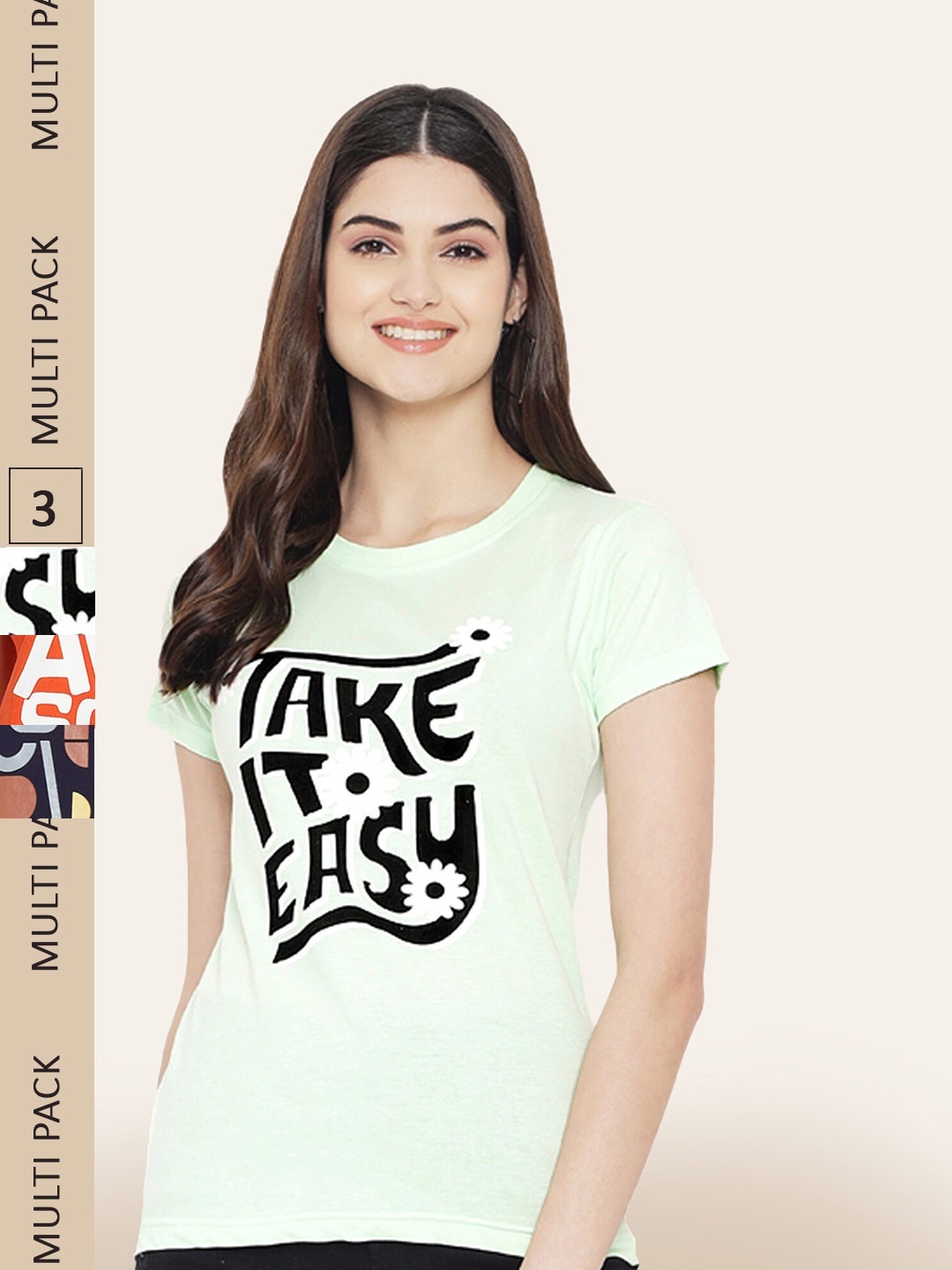 

BAESD Pack Of 3 Printed Cotton T-shirt, Green