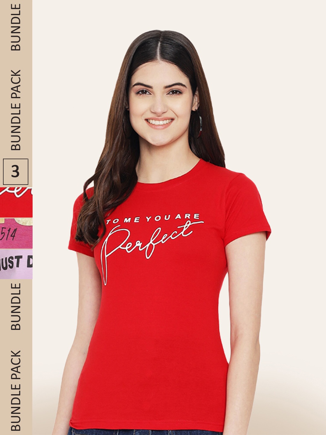 

BAESD Pack Of 3 Printed Cotton T-shirts, Red