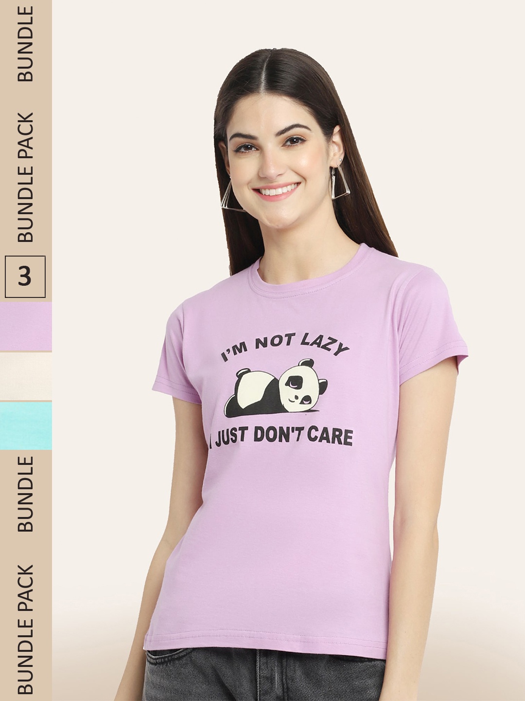 

BAESD Pack Of 3 Printed Cotton T-shirt, Purple