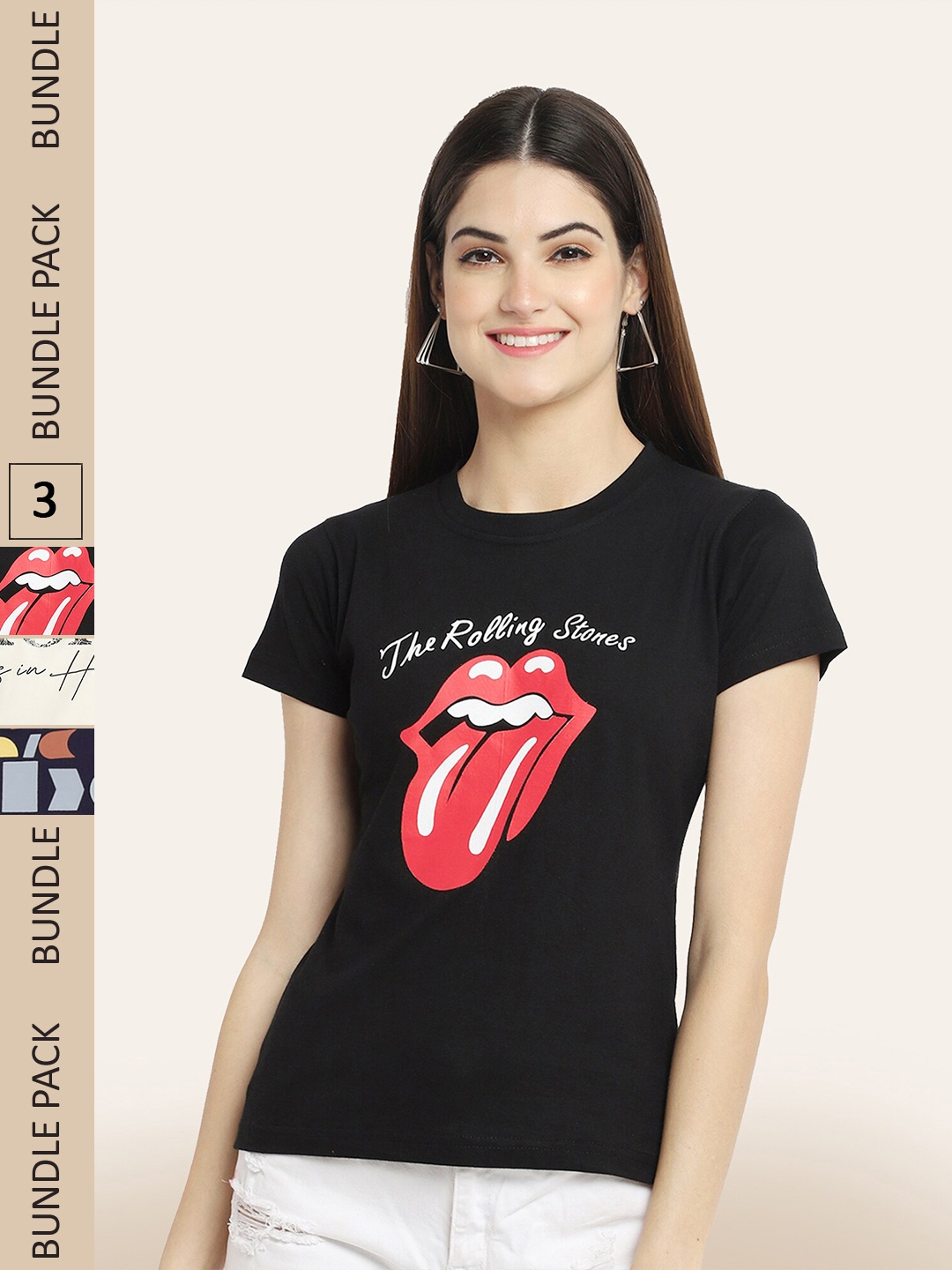 

BAESD Pack Of 3 Printed Cotton T-shirt, Black