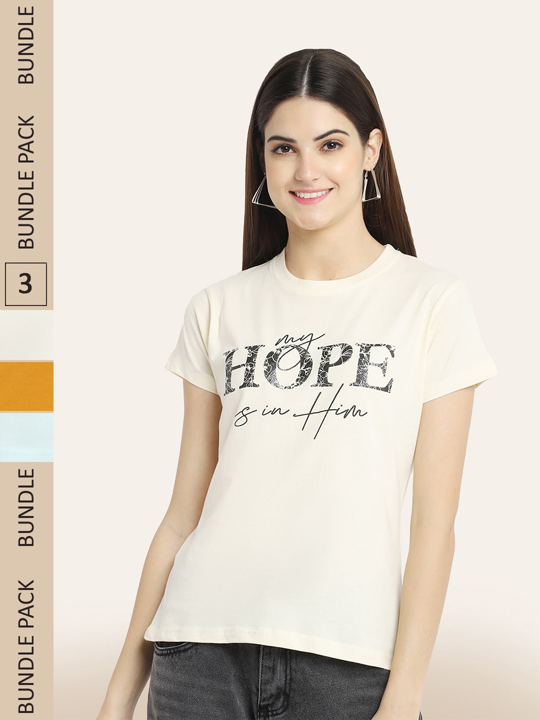 

BAESD Pack Of 3 Typography Printed Cotton T-Shirt, Yellow