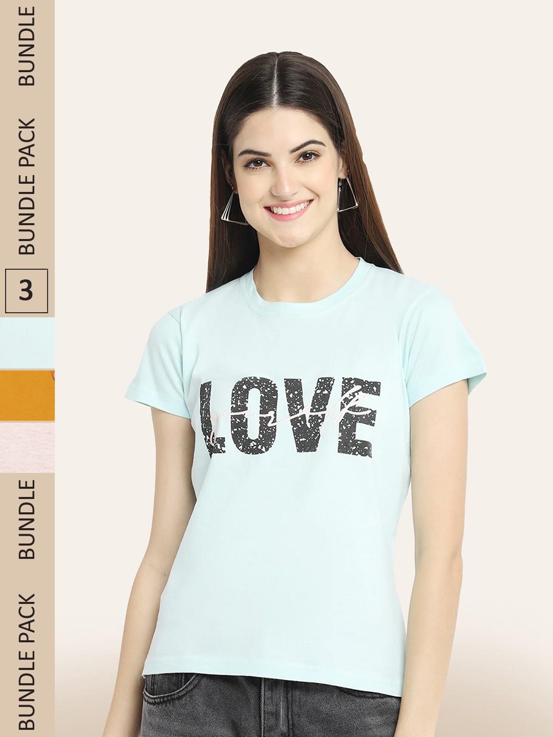 

BAESD Pack Of 3 Typography Printed Cotton T-shirt, Blue