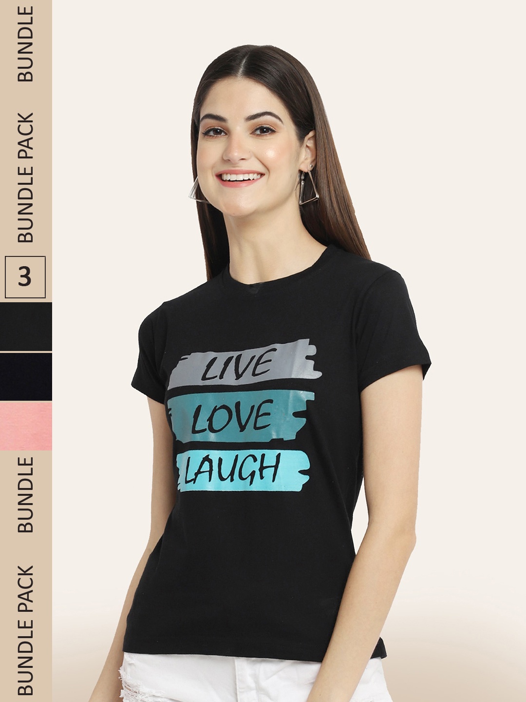 

BAESD Pack Of 3 Printed Cotton T-shirt, Black