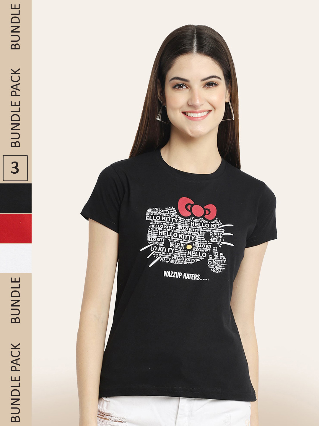 

BAESD Pack Of 3 Printed Cotton T-shirts, Red