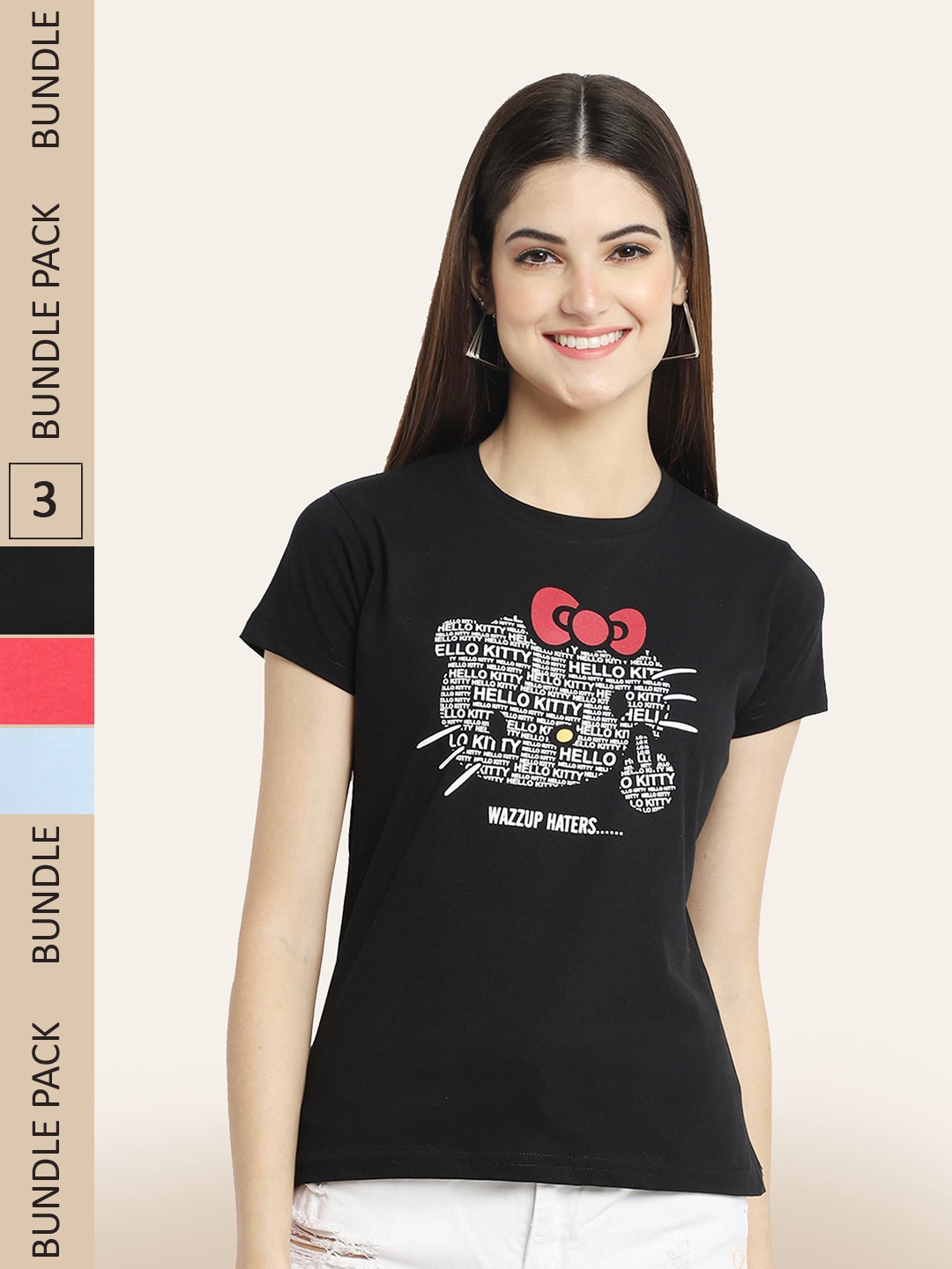 

BAESD Pack 3 Printed Cotton T-shirts, Black