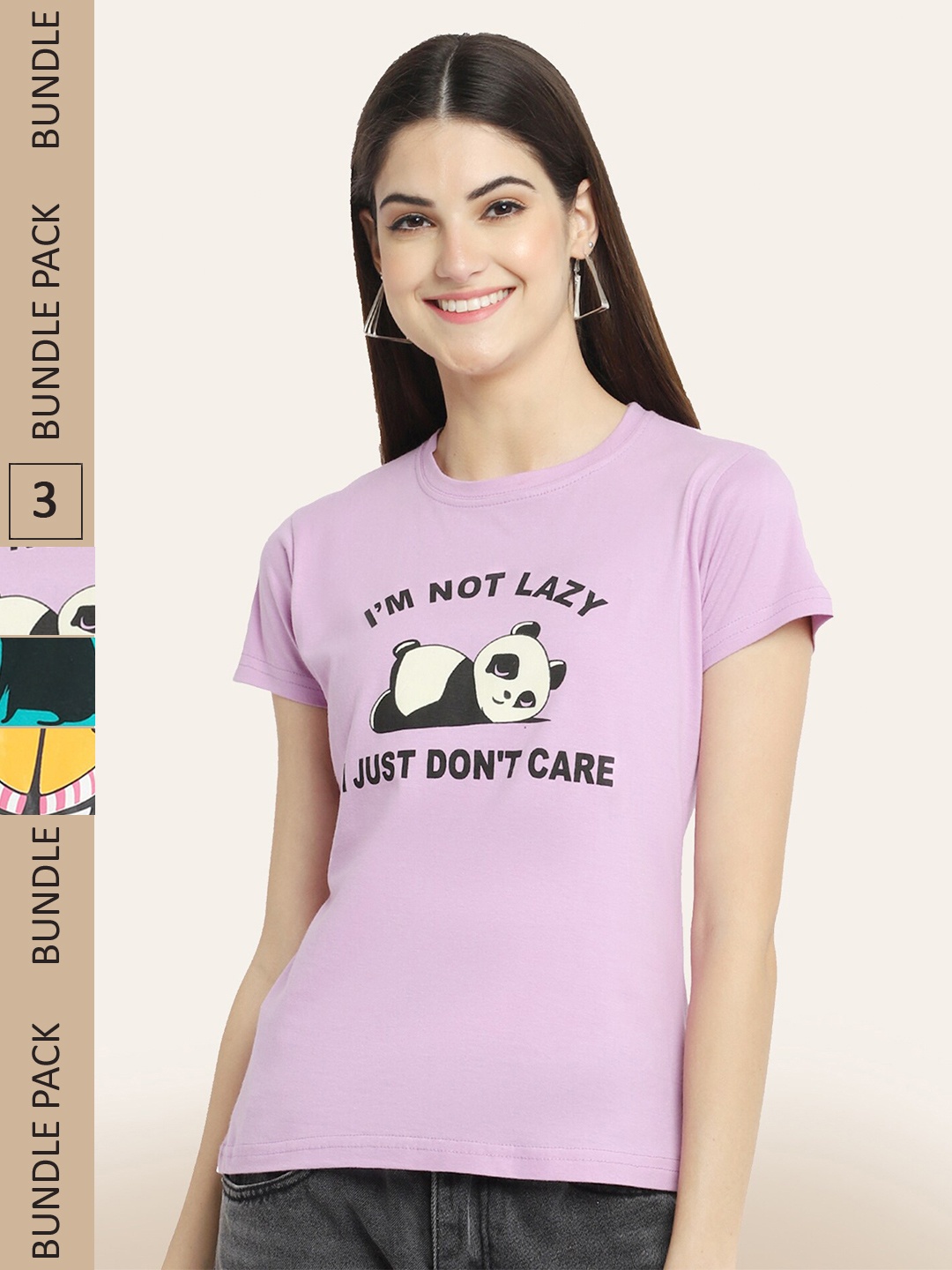 

BAESD Pack Of 3 Graphic Printed Cotton T-Shirt, Mauve