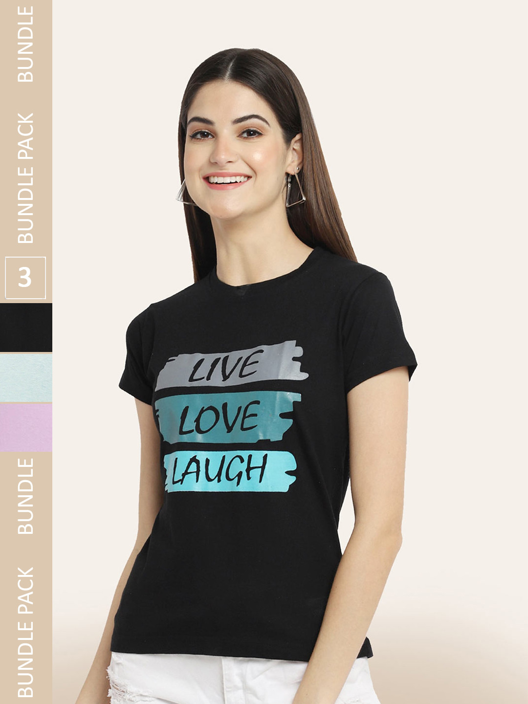 

BAESD Pack of 3 Typography Printed T-Shirts, Black