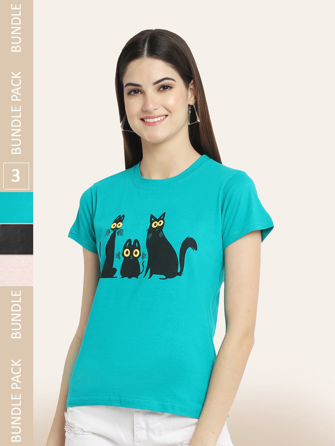 

BAESD Pack Of 3 Typography Printed Cotton T-shirts, Blue