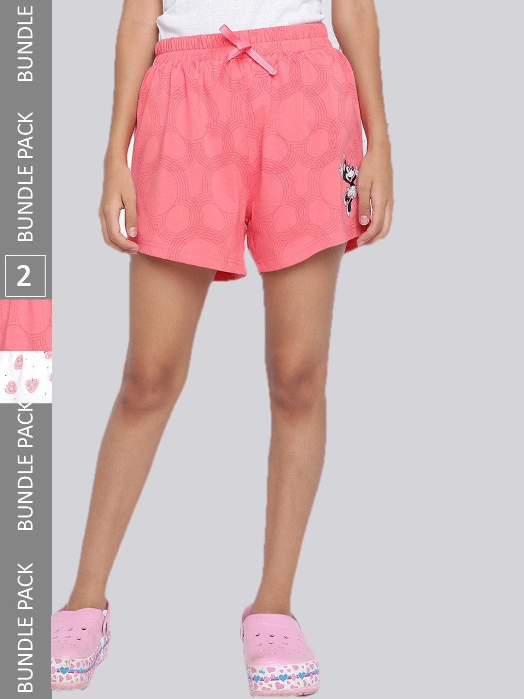 

Lil Tomatoes Girls Pack Of 2 Printed Shorts, Pink