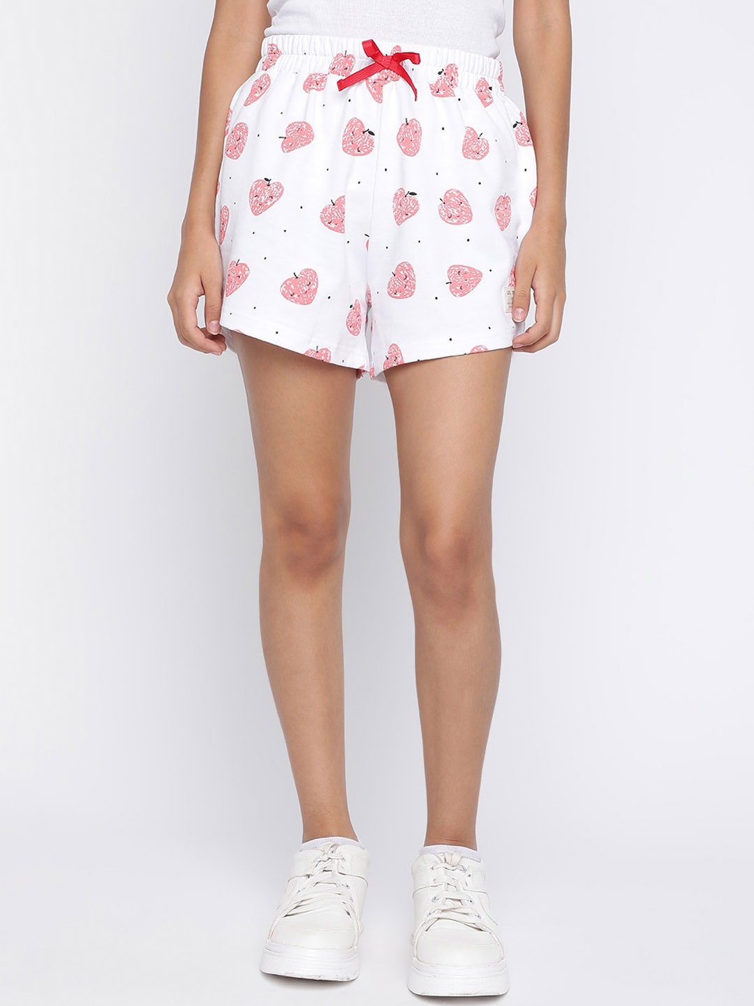 

Lil Tomatoes Girls Conversational Printed Mid Rise Shorts, White