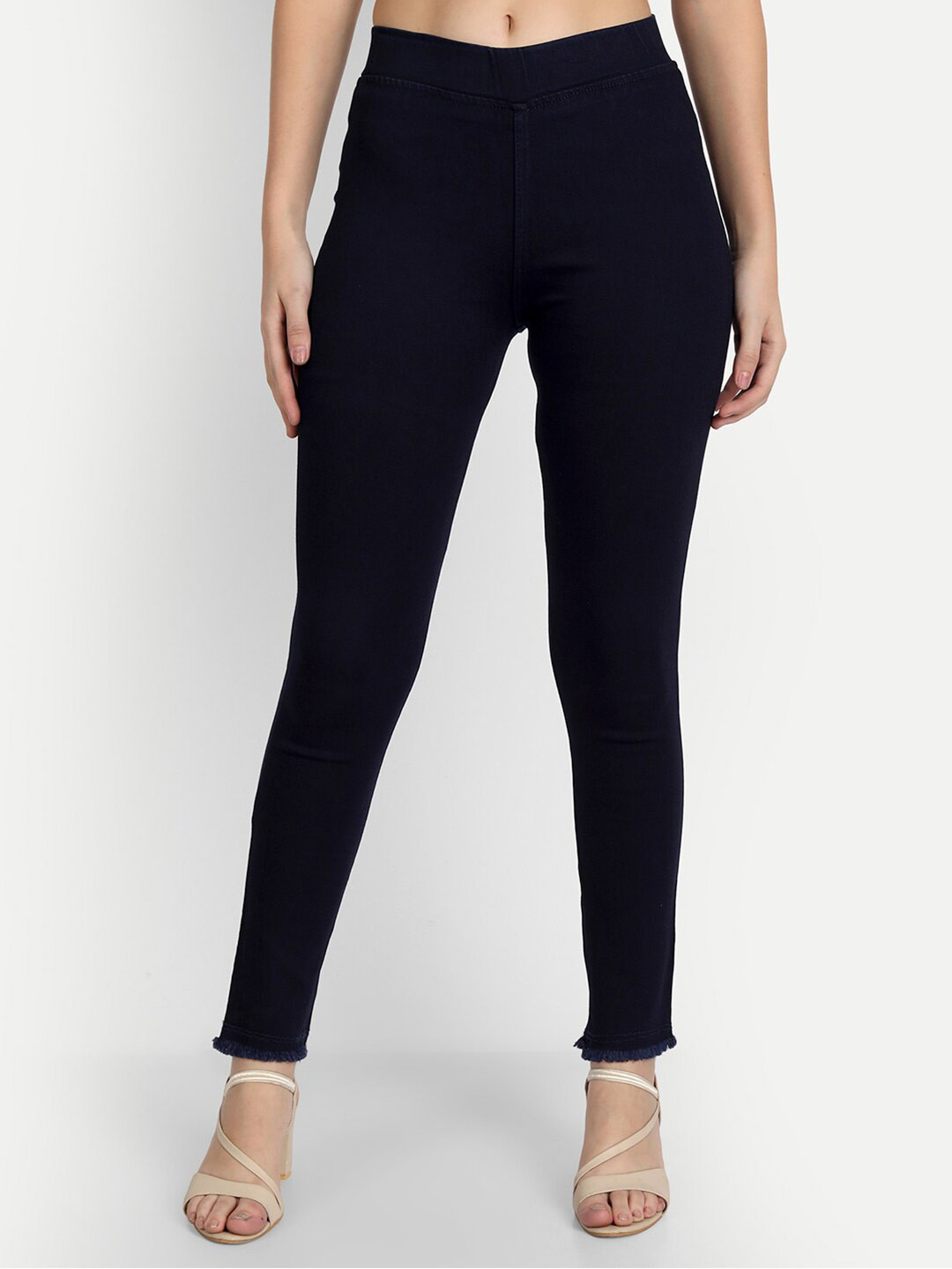 

AngelFab Women Mid-Rise Slim-Fit Denim Jeggings, Navy blue