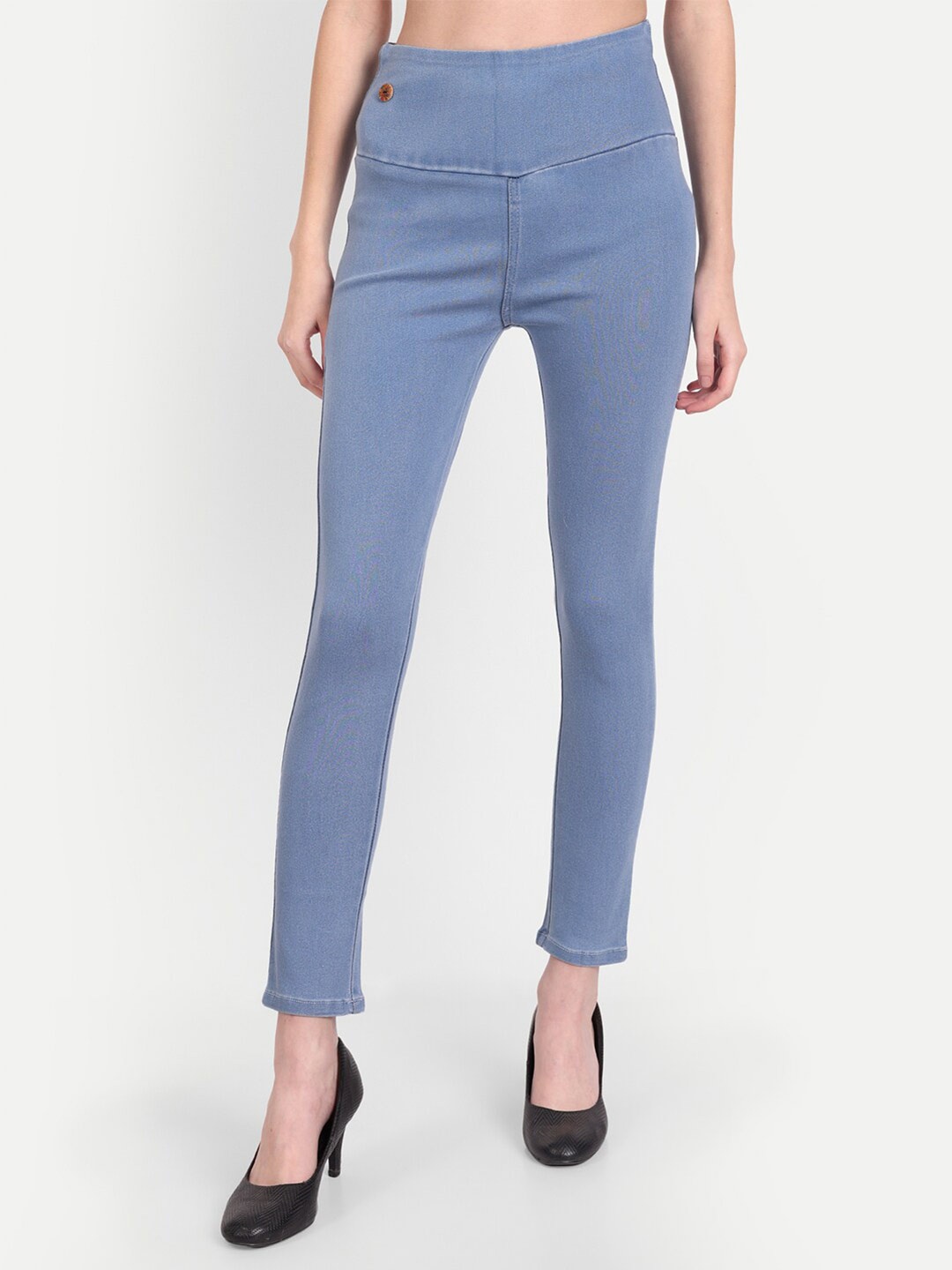 

AngelFab Cotton Mid-Rise Denim Jeggings, Blue