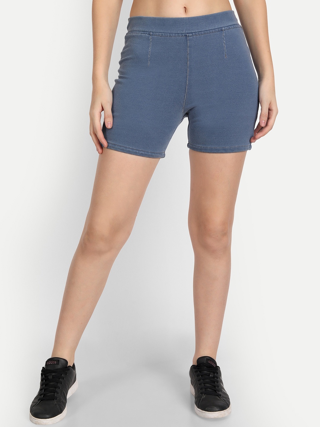 AngelFab Women High-Rise Denim Shorts, Blue