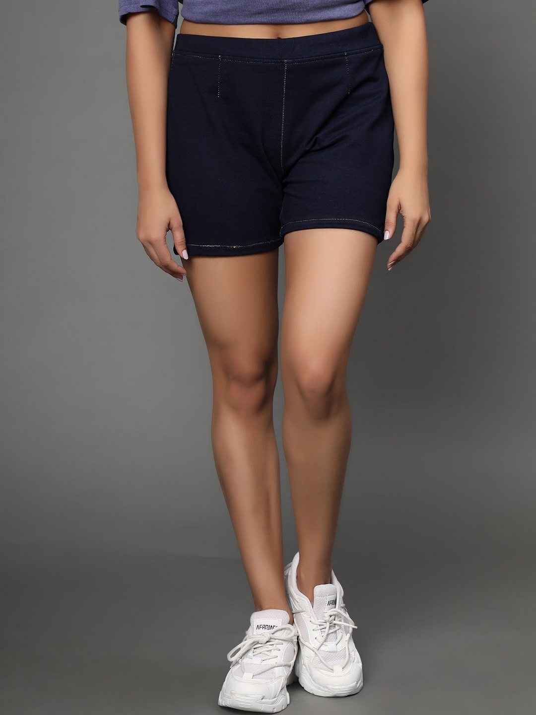 

AngelFab Women High-Rise Denim Shorts, Navy blue