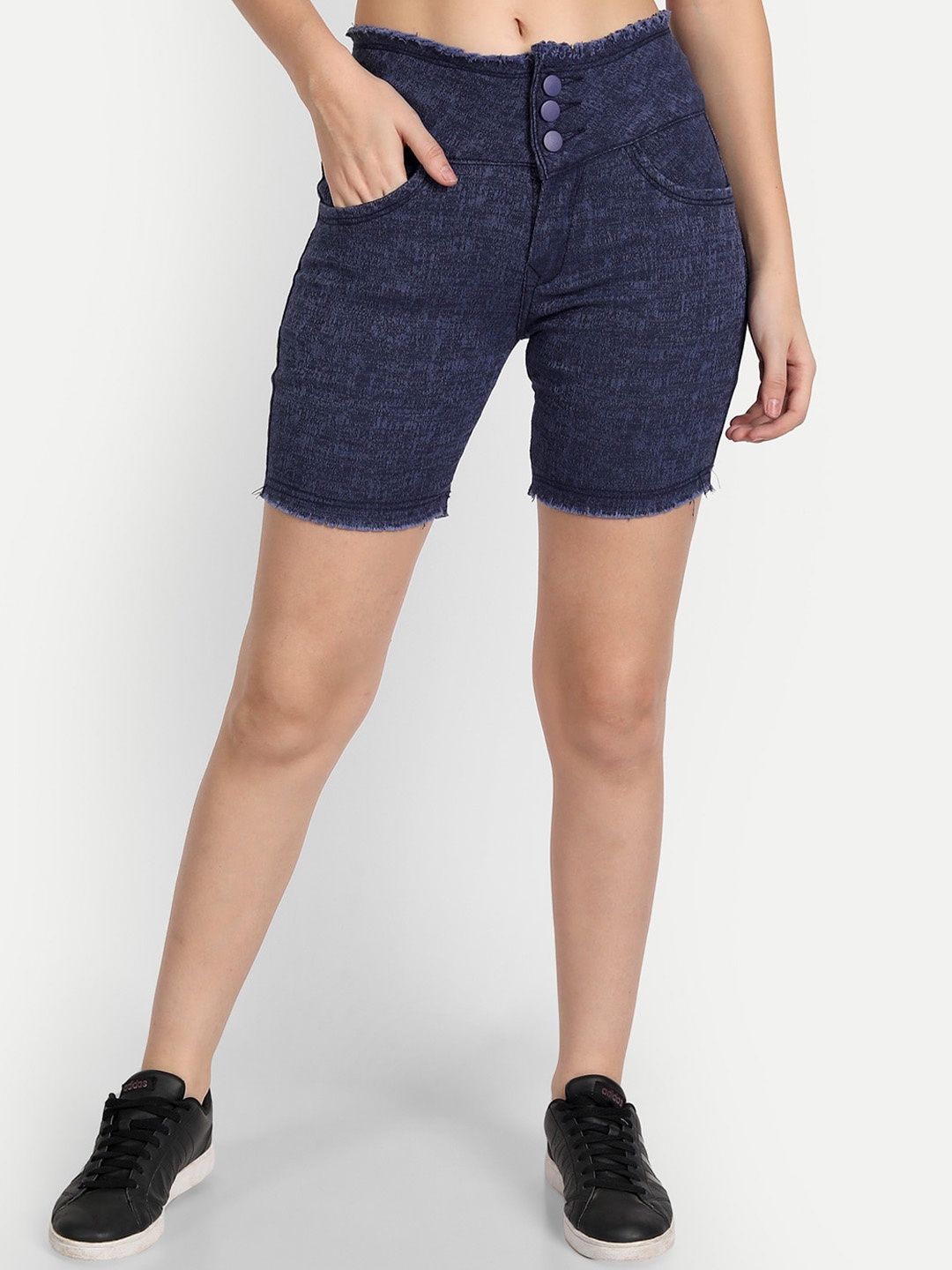 

AngelFab Women High-Rise Denim Shorts, Blue