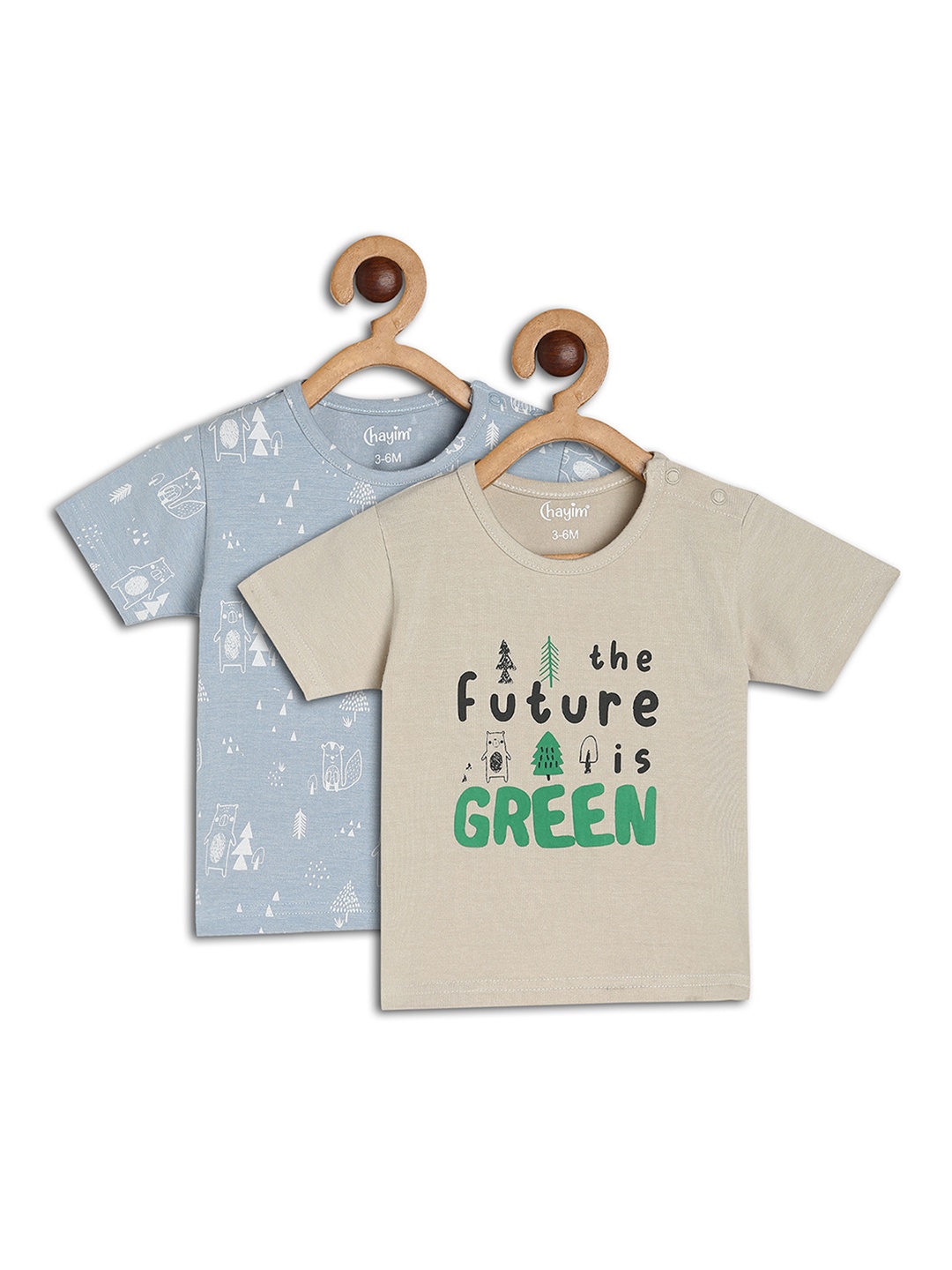 

CHAYIM Kids Pack Of 2 Typography Printed Casual Cotton T-shirt, Beige