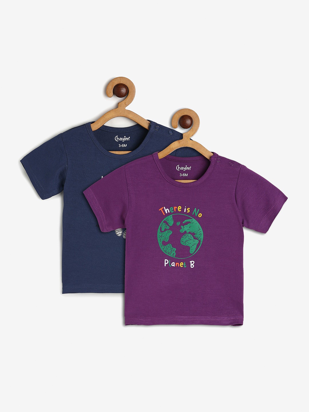 

CHAYIM Kids Pack of 2 Typography Printed T-shirt, Navy blue