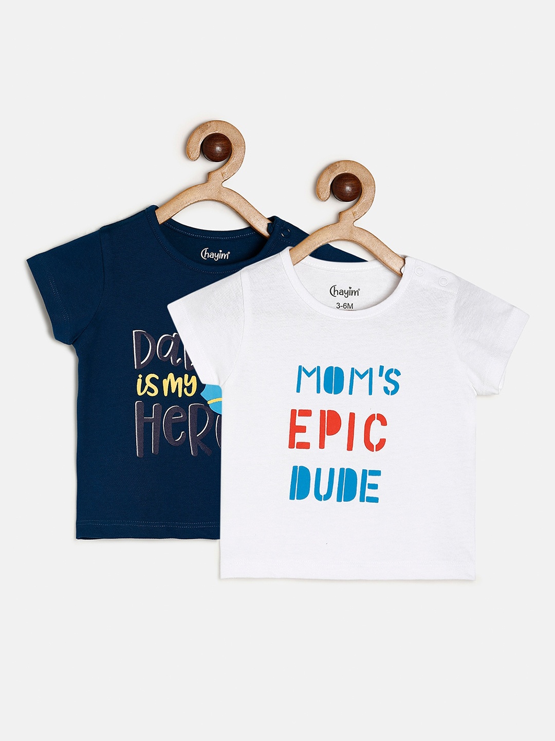 

CHAYIM Kids Pack of 2 Printed Cotton T-shirt, Navy blue