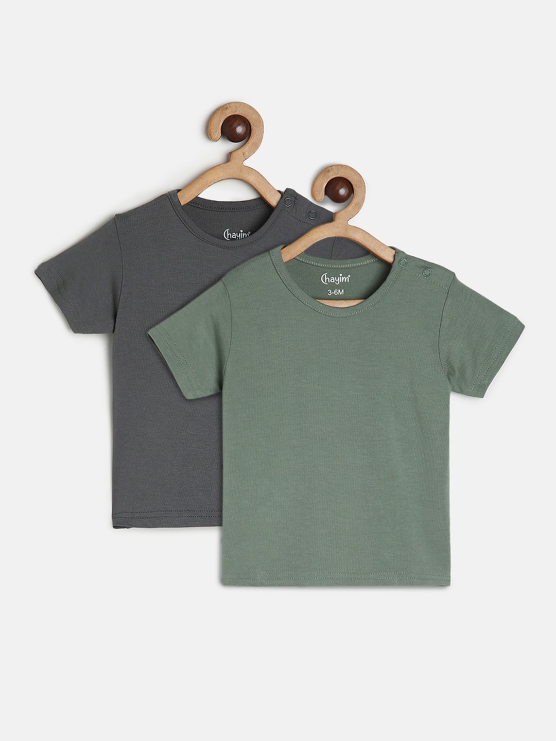 

CHAYIM Infant Kids Pack Of 2 Round Neck T-shirts, Green