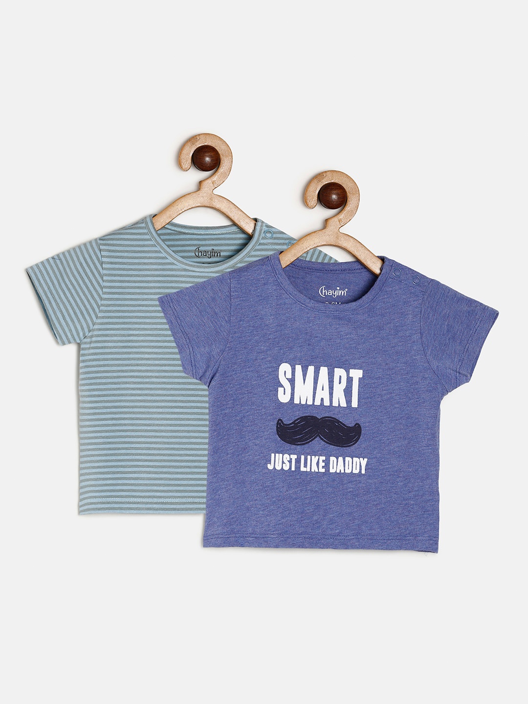 

CHAYIM Infant Kids Pack Of 2 Typography Printed T-shirt, Blue