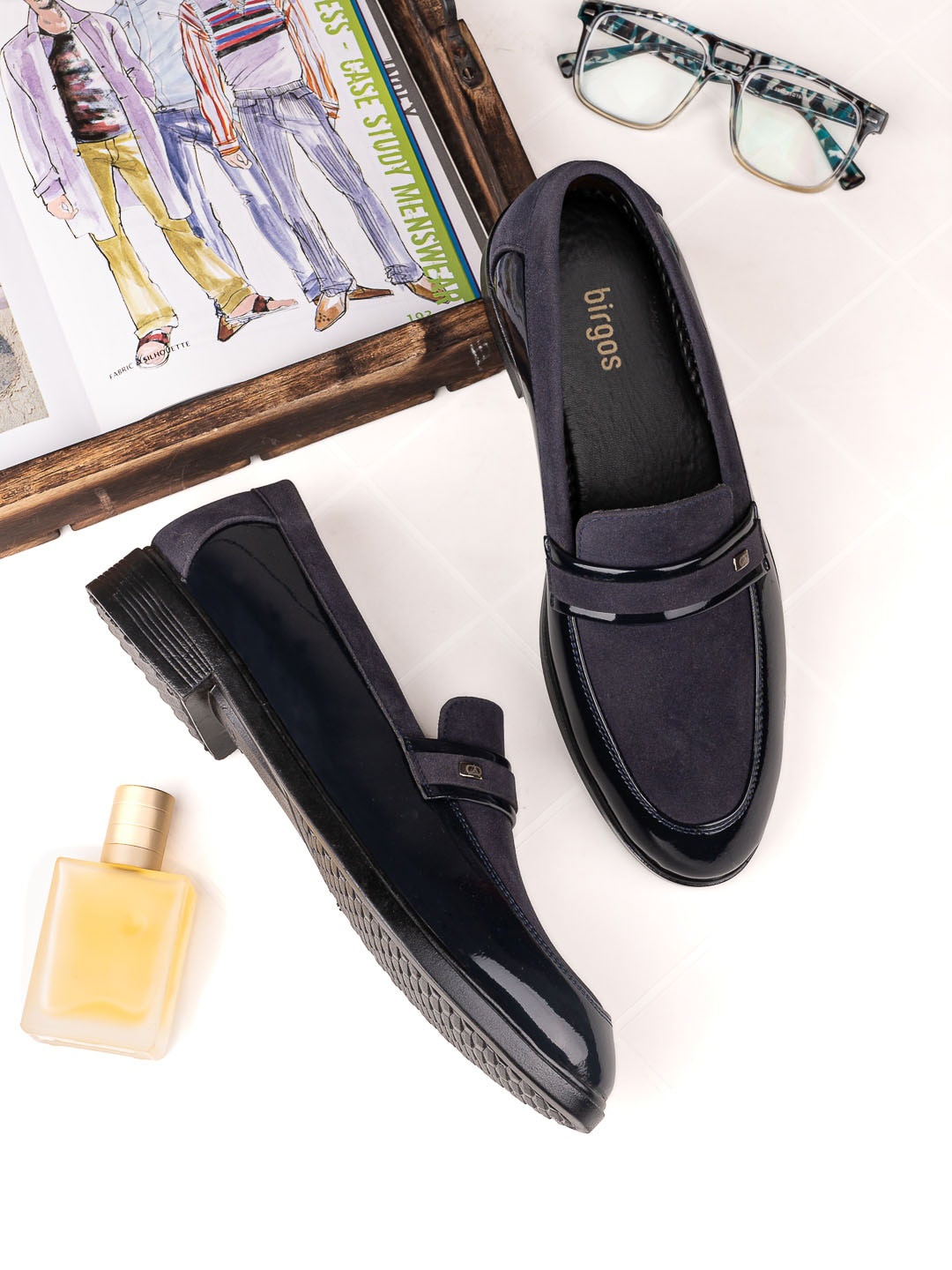 

birgos Men Lightweight Padded Insole Penny Loafers, Black