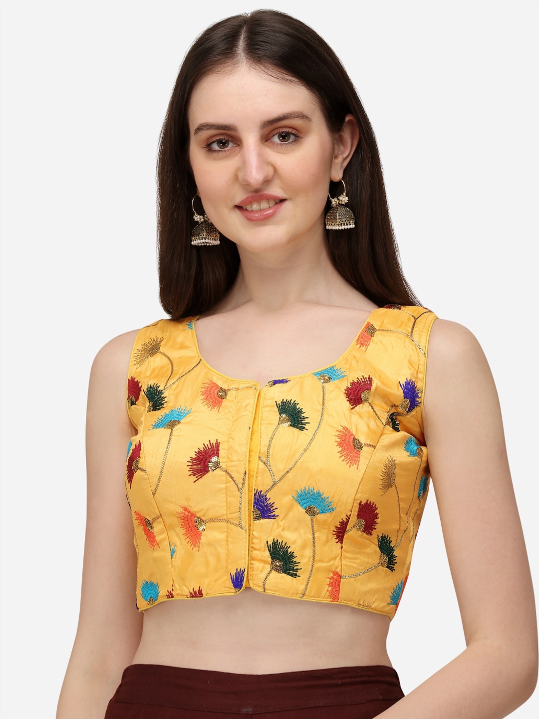 

Amrutam Fab Sequences Work Yellow Saree Blouse