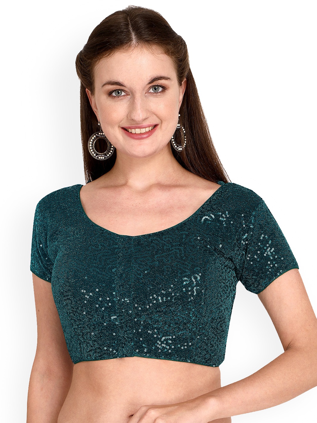 

Amrutam Fab Sequence Embellished Saree Blouse, Green