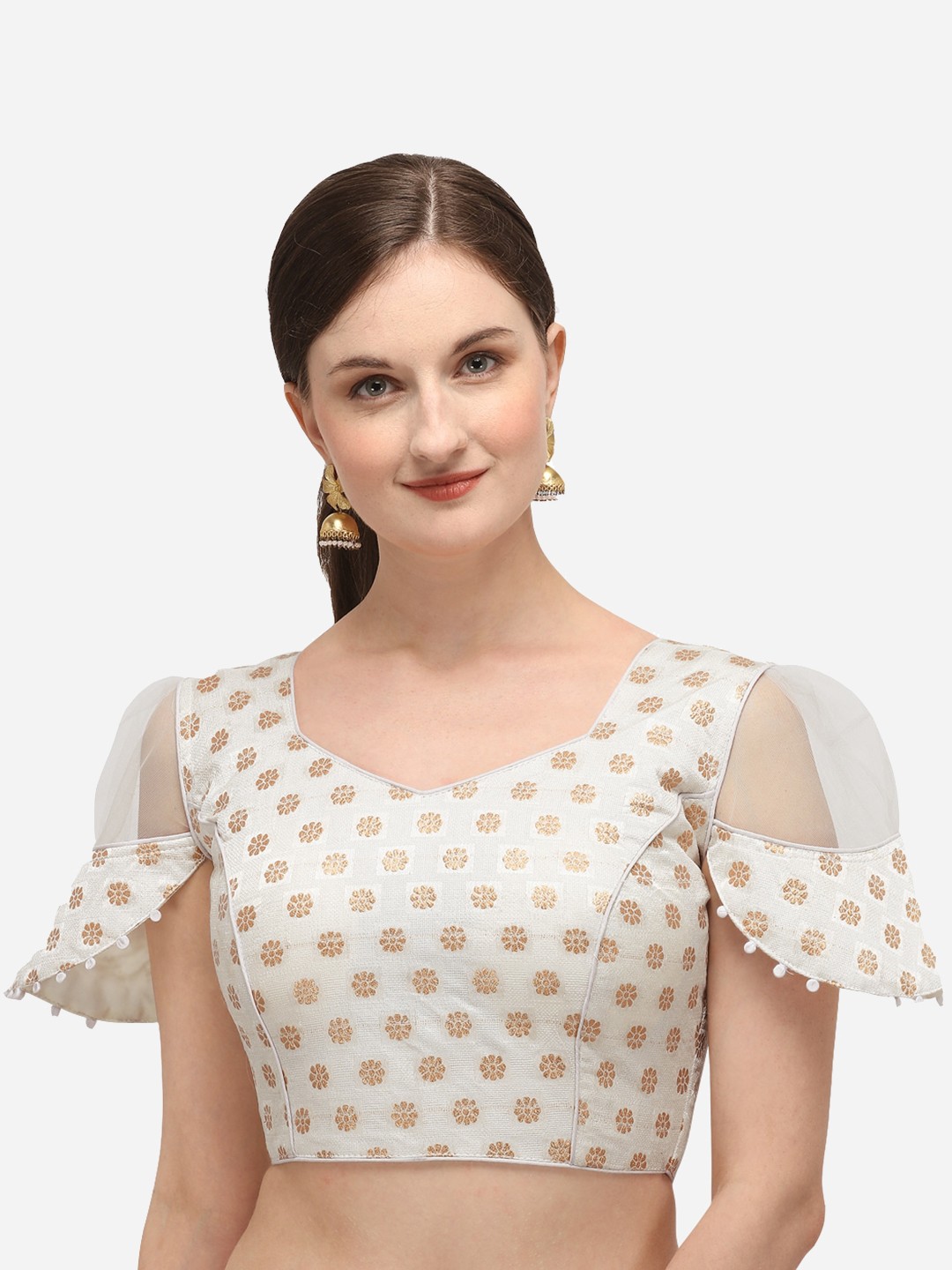 

Amrutam Fab Printed Cotton Saree Blouse, Off white