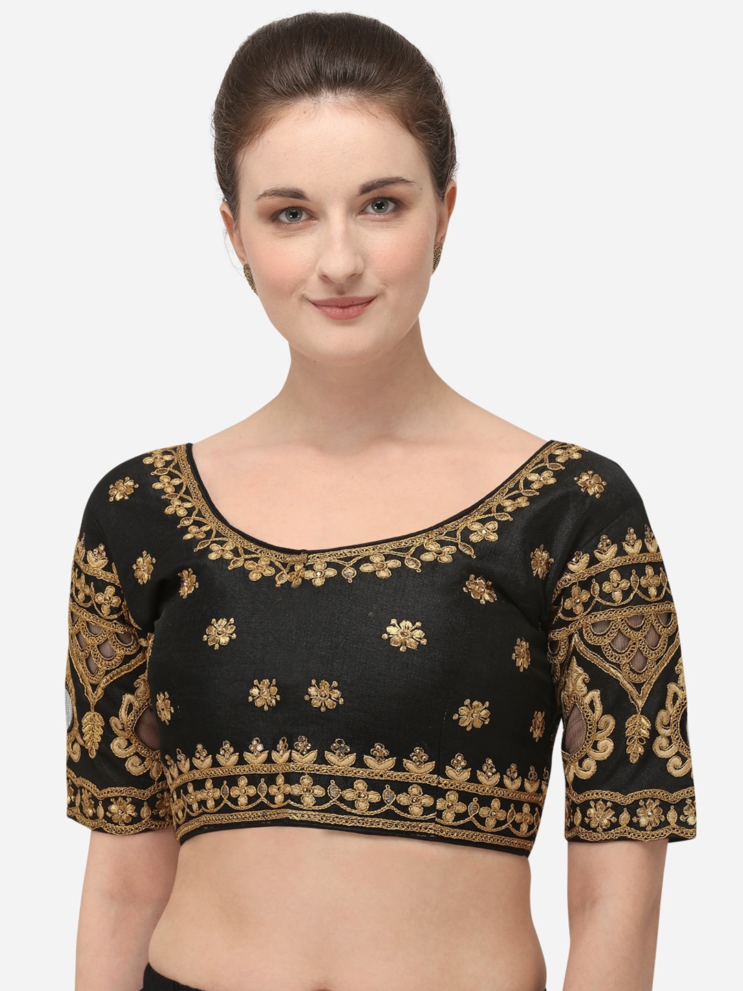 

Amrutam Fab Embroidered Saree Blouse, Black