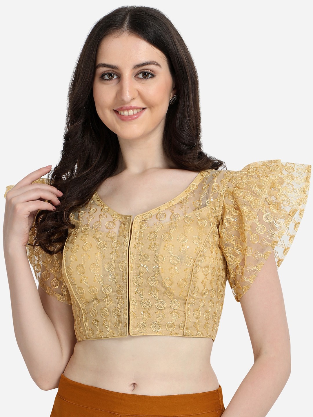 

Amrutam Fab Embroidered Saree Blouse, Beige