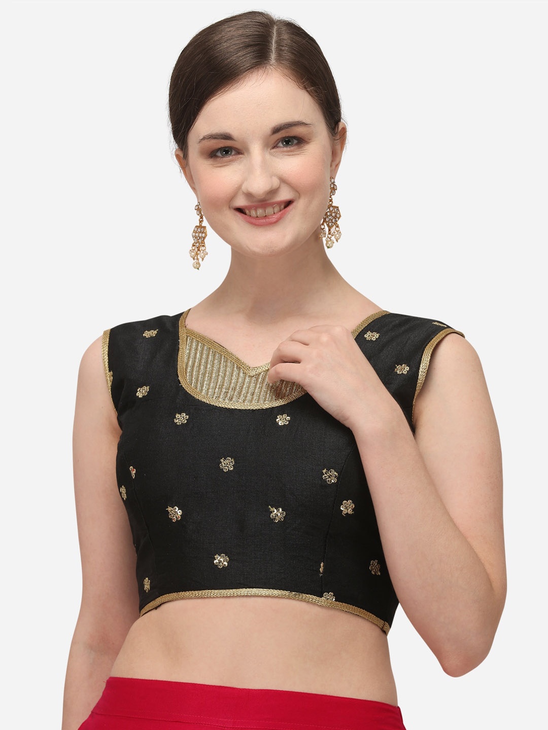 

Amrutam Fab Embroidered Saree Blouse, Black