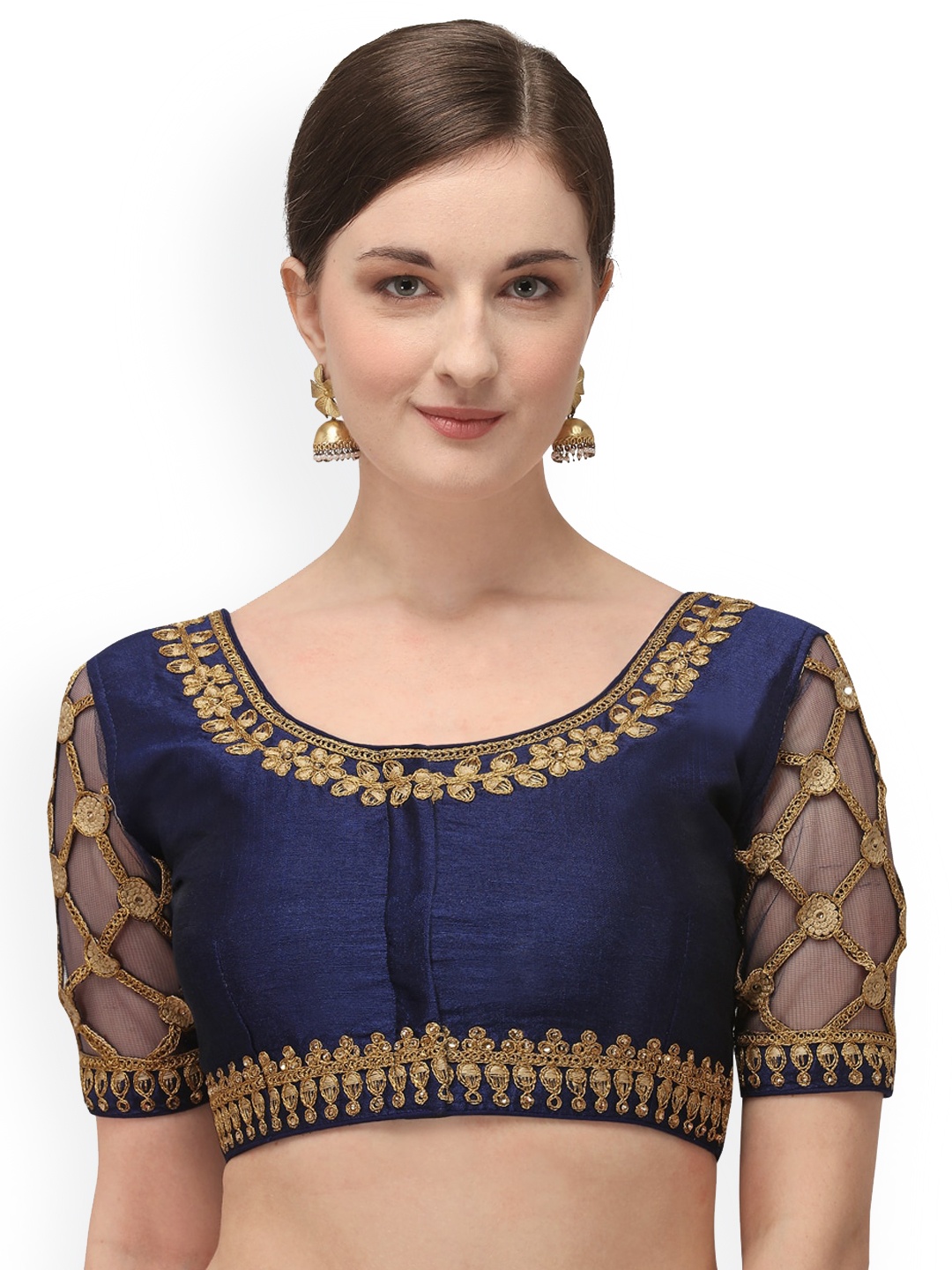 

Amrutam Fab Embroidered Thread Work Blouse, Navy blue