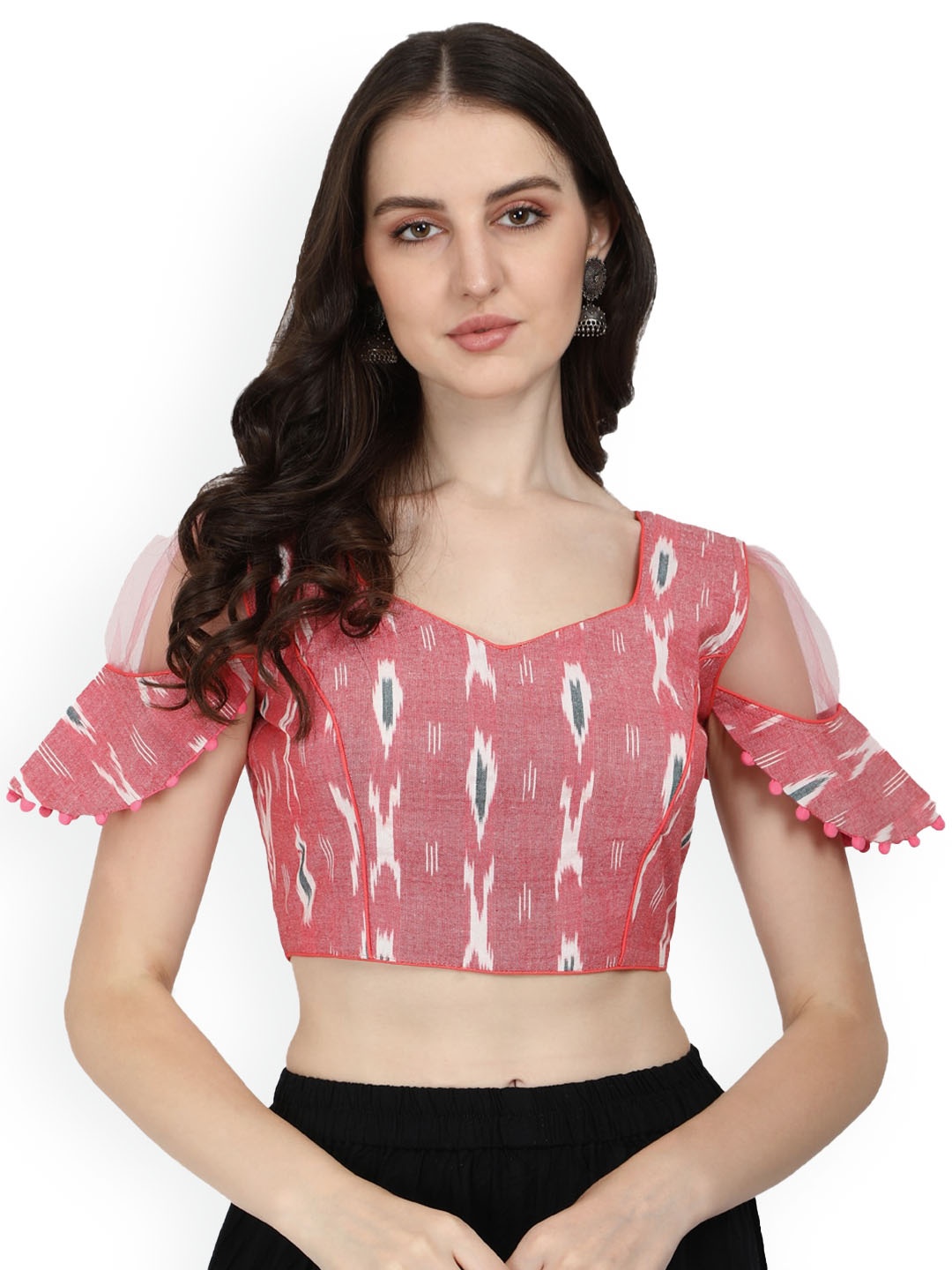 

Amrutam Fab Printed Cotton Saree Blouse, Red