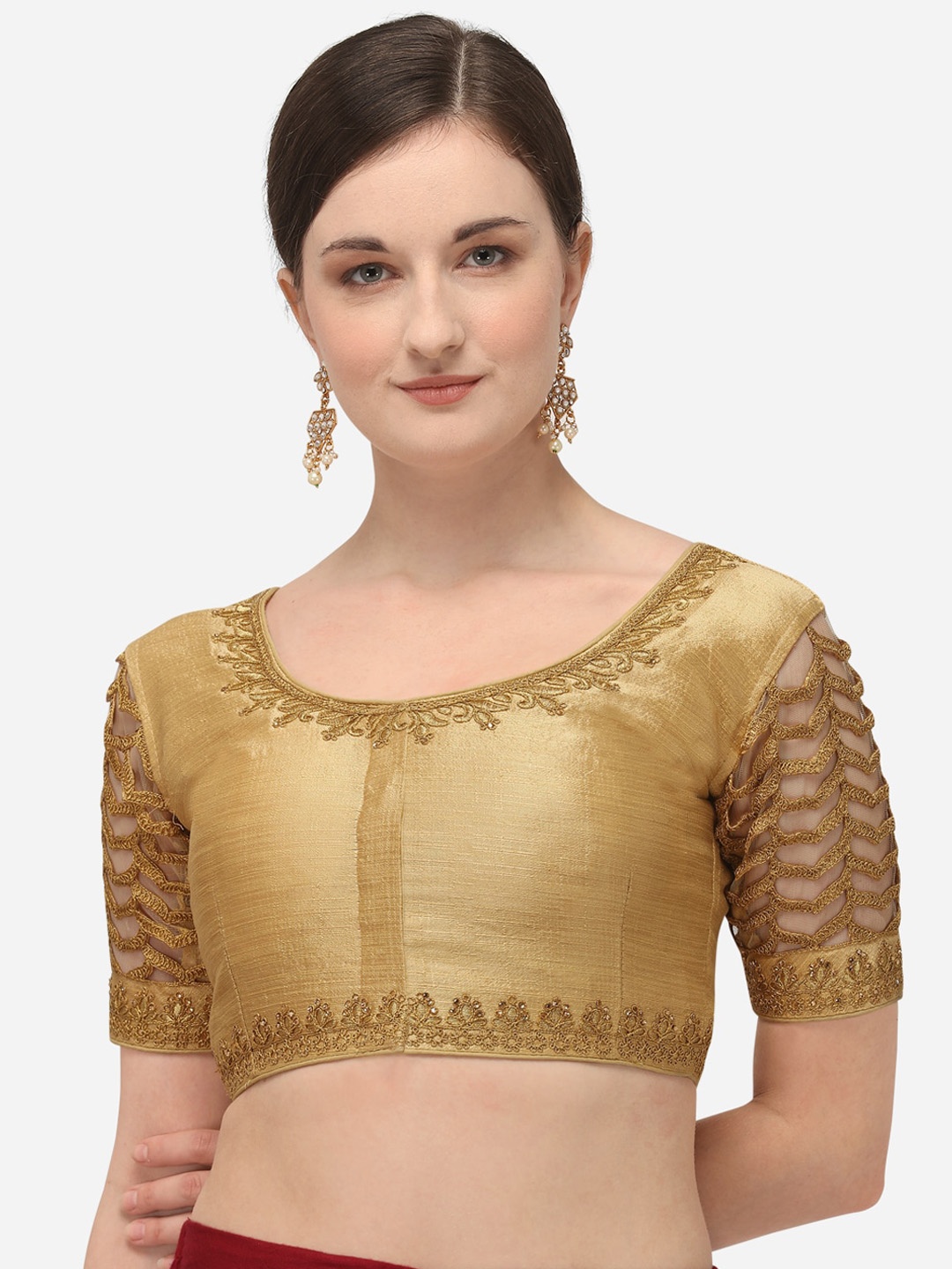 

Amrutam Fab Embroidered Saree Blouse, Beige