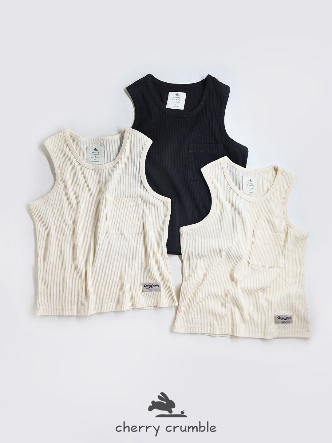 

Cherry Crumble Boys Pack of 3 Sleeveless T-shirts, Cream